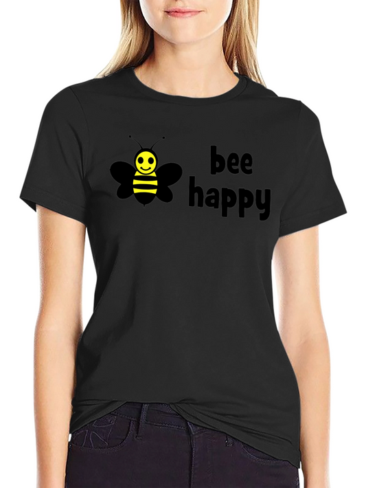 Bee Happy Graphic Tee - Cute & Comfortable Black T-Shirt