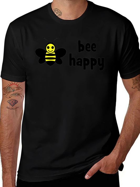 Bee Happy Graphic Tee - Cute & Comfortable Black T-Shirt