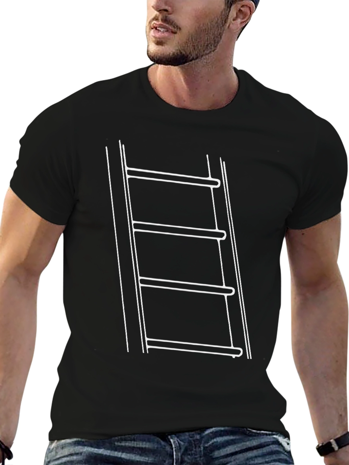 Ladder Graphic Print Black T-Shirt