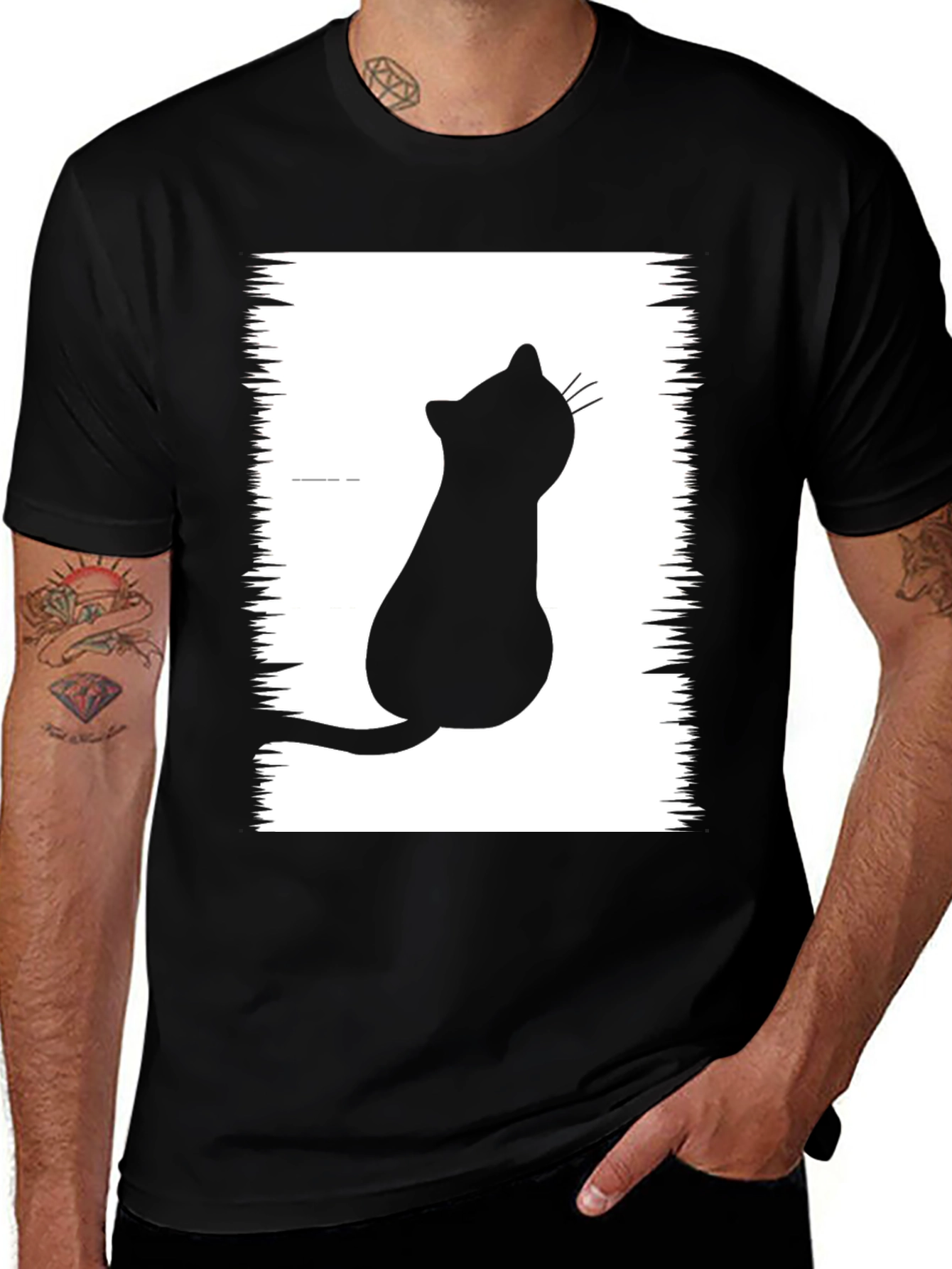 Black Cat Silhouette Graphic Tee - Unisex