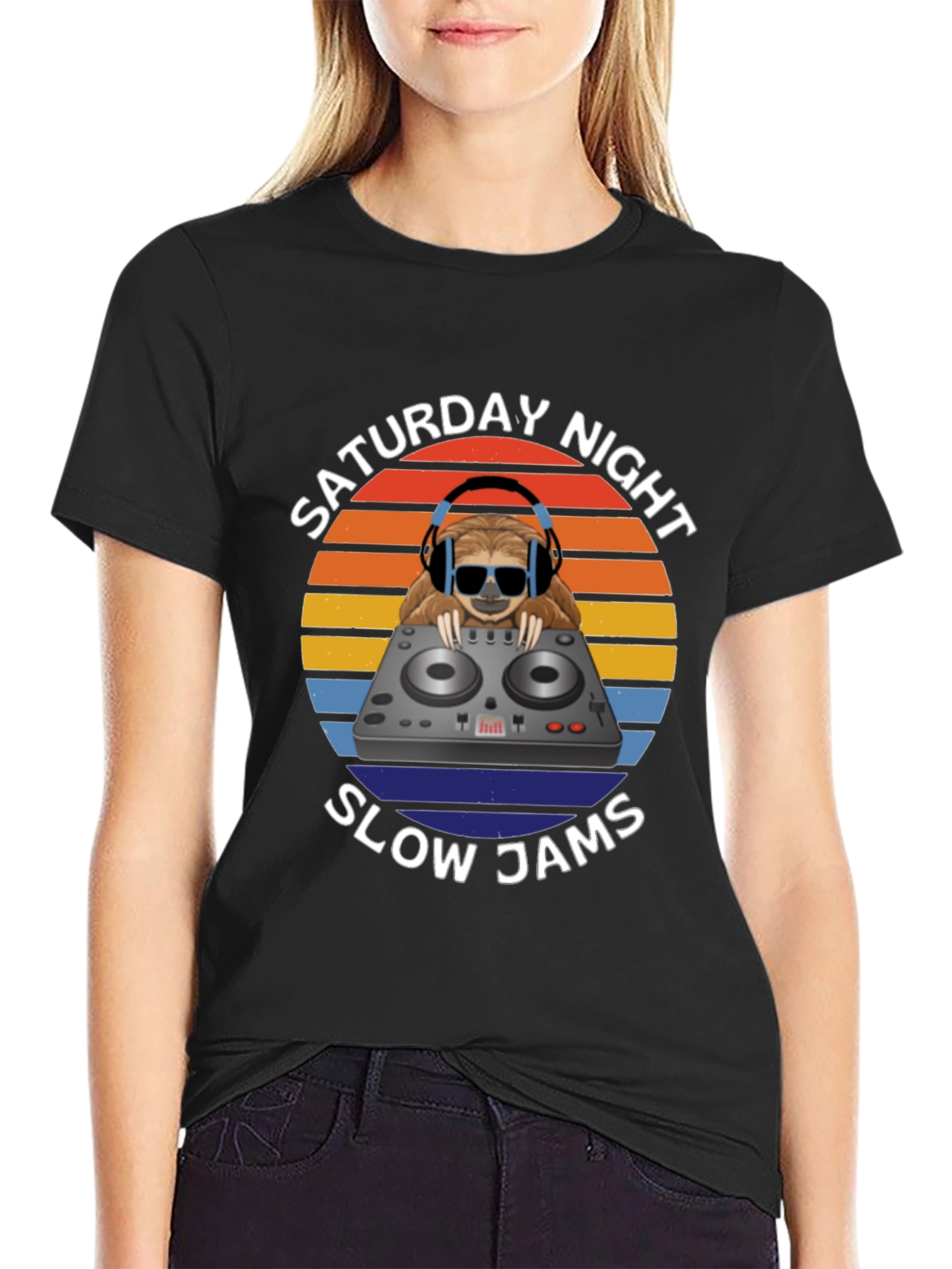 Saturday Night Slow Jams Sloth DJ T-Shirt
