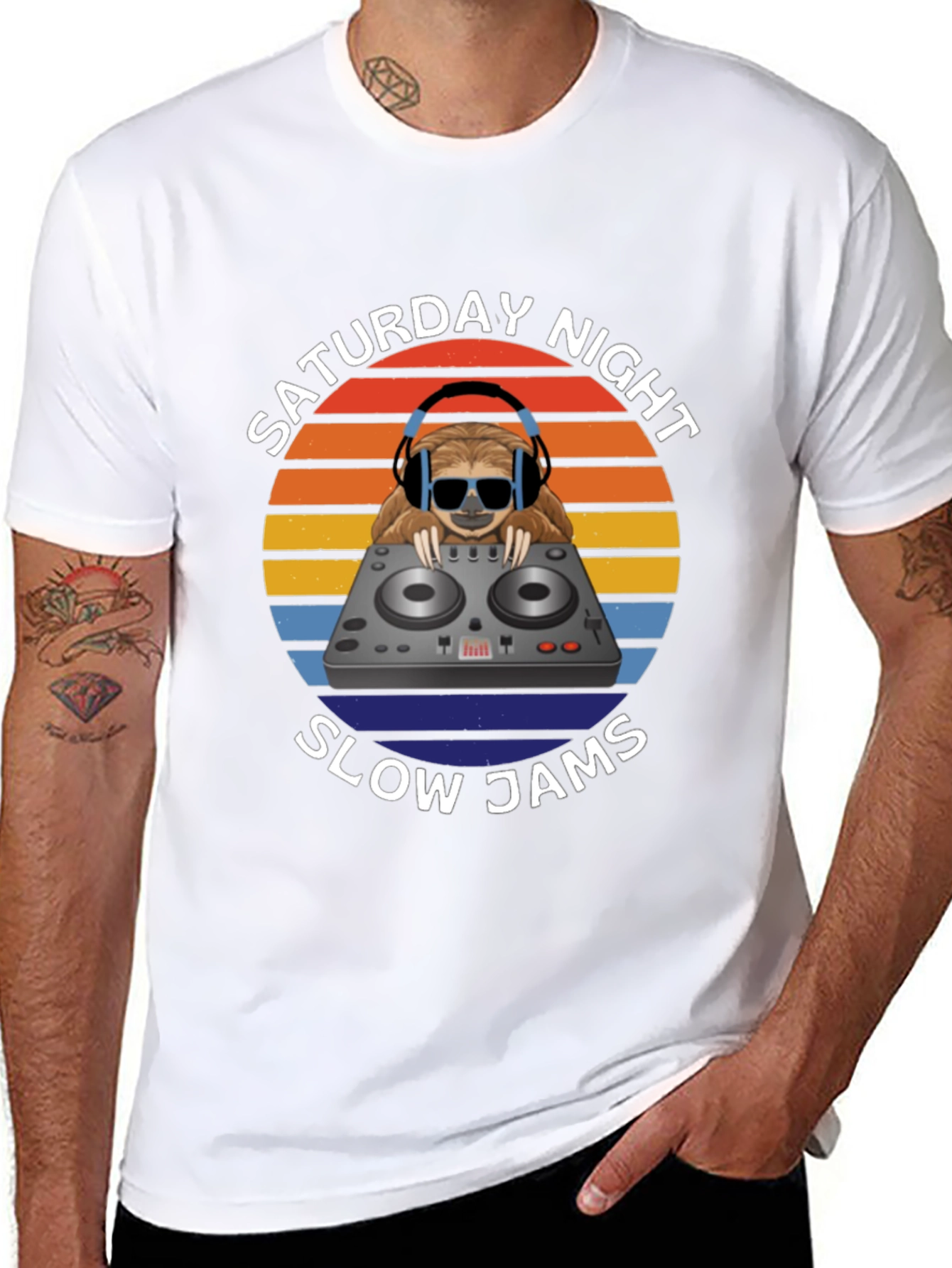 Saturday Night Slow Jams Sloth DJ T-Shirt