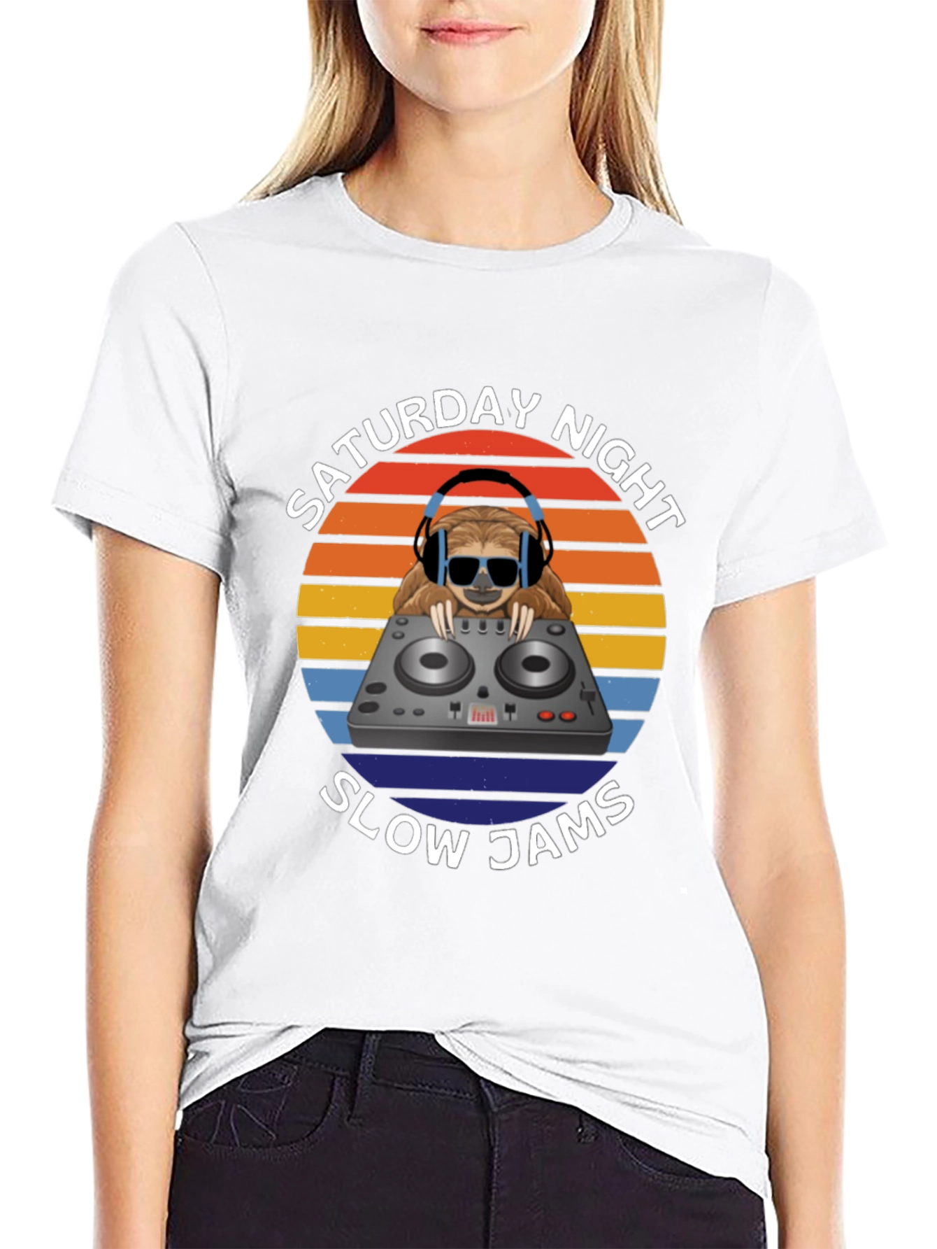 Saturday Night Slow Jams Sloth DJ T-Shirt