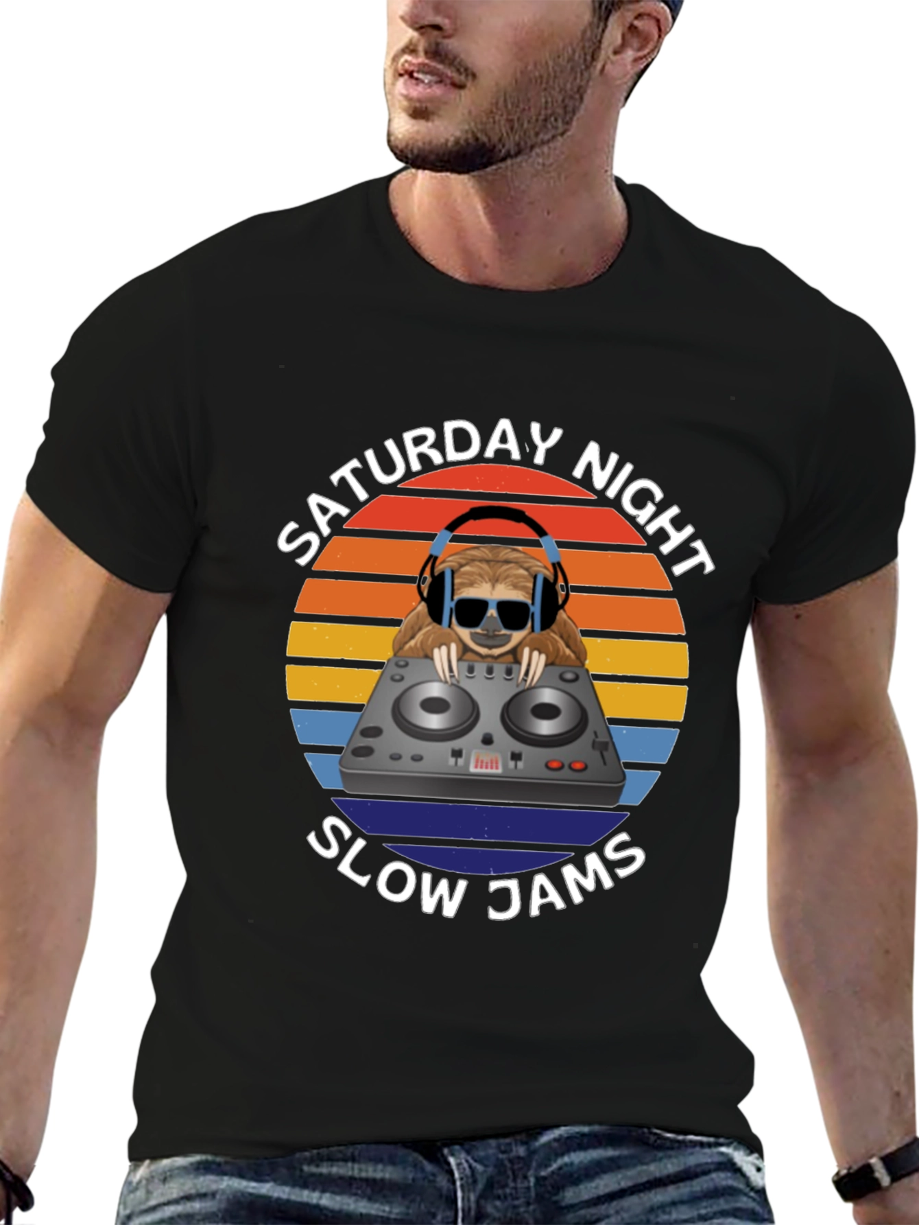 Saturday Night Slow Jams Sloth DJ T-Shirt