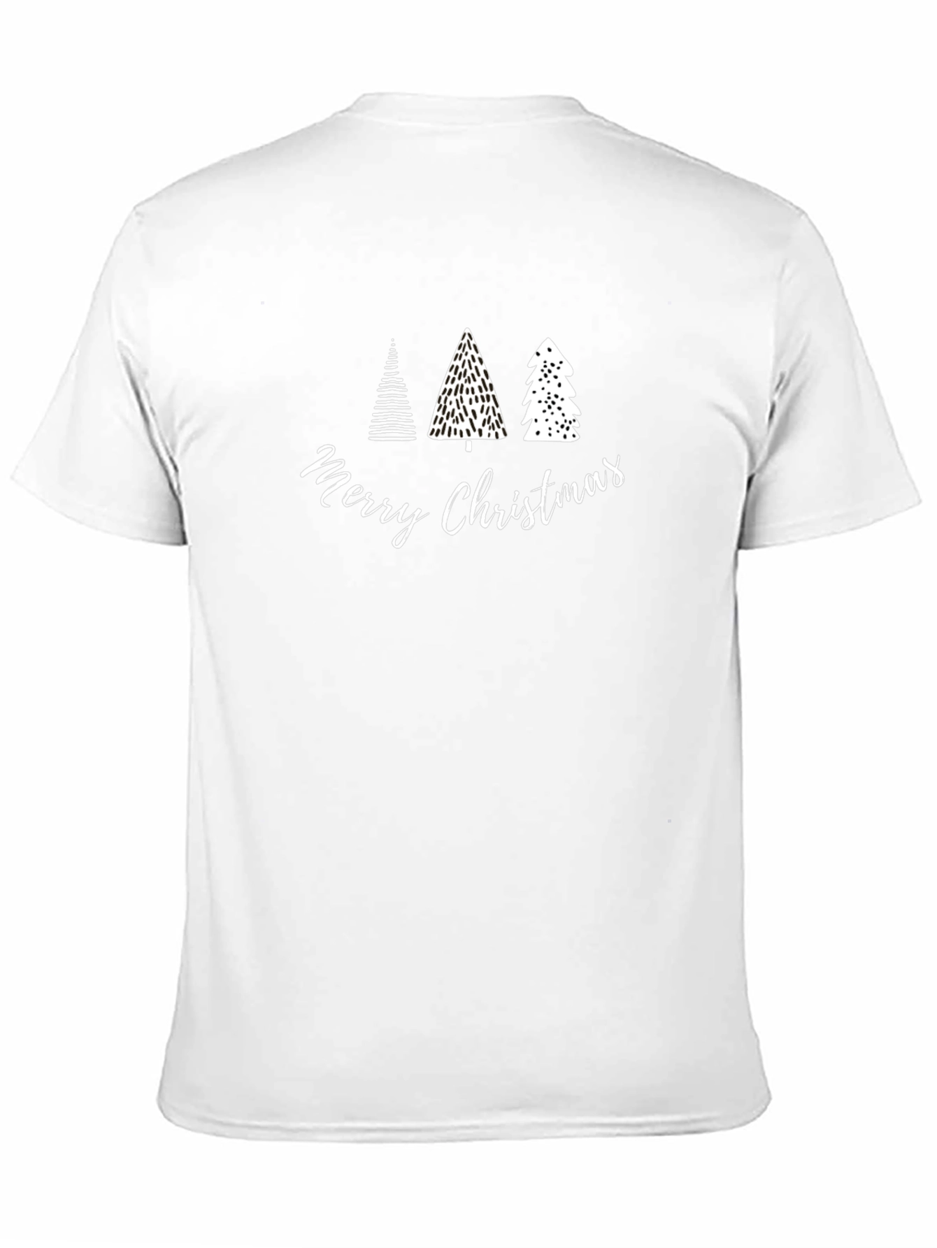 Merry Christmas Trees Graphic Tee - Black Cotton T-Shirt