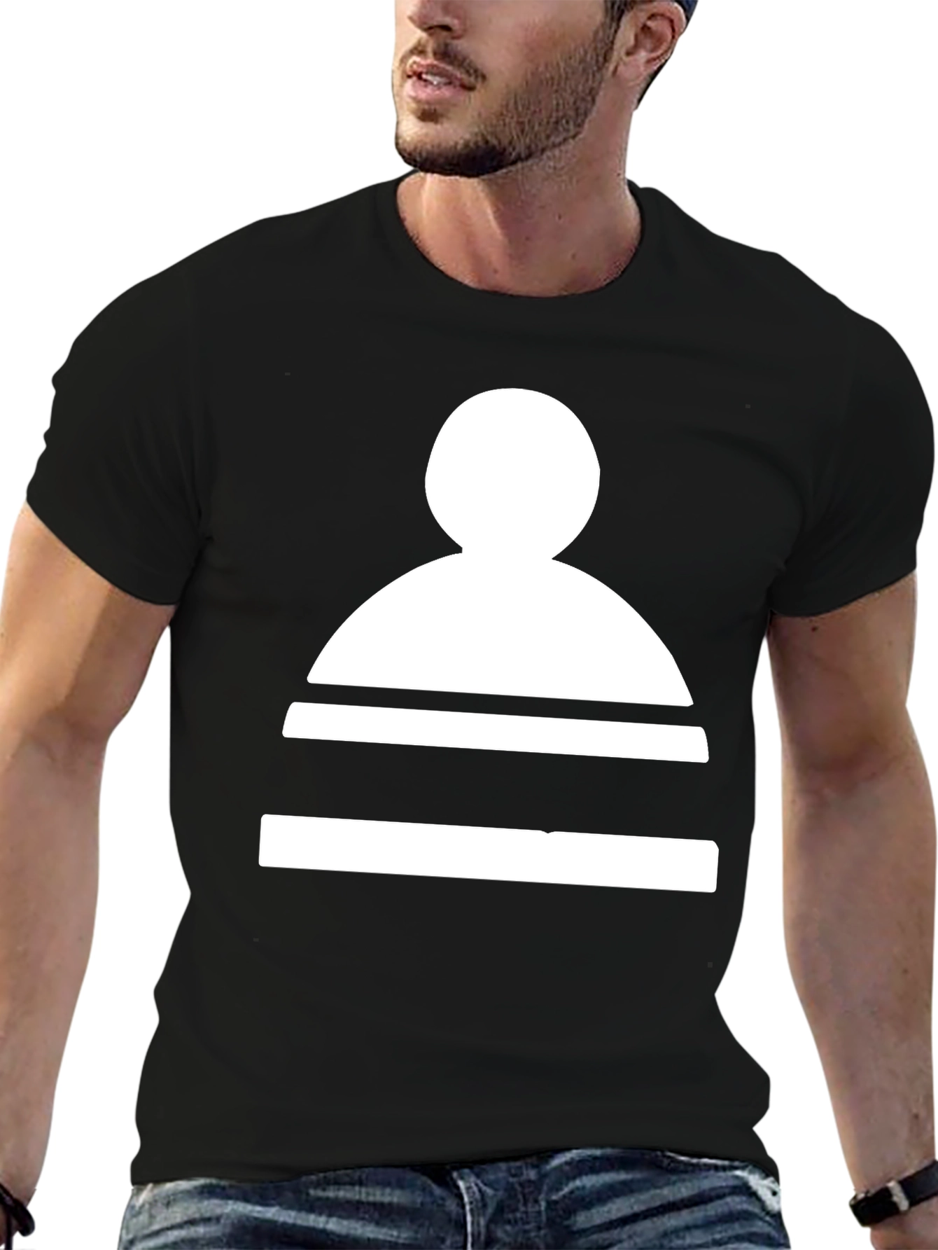 Minimalist Chess Piece Graphic Tee - Black