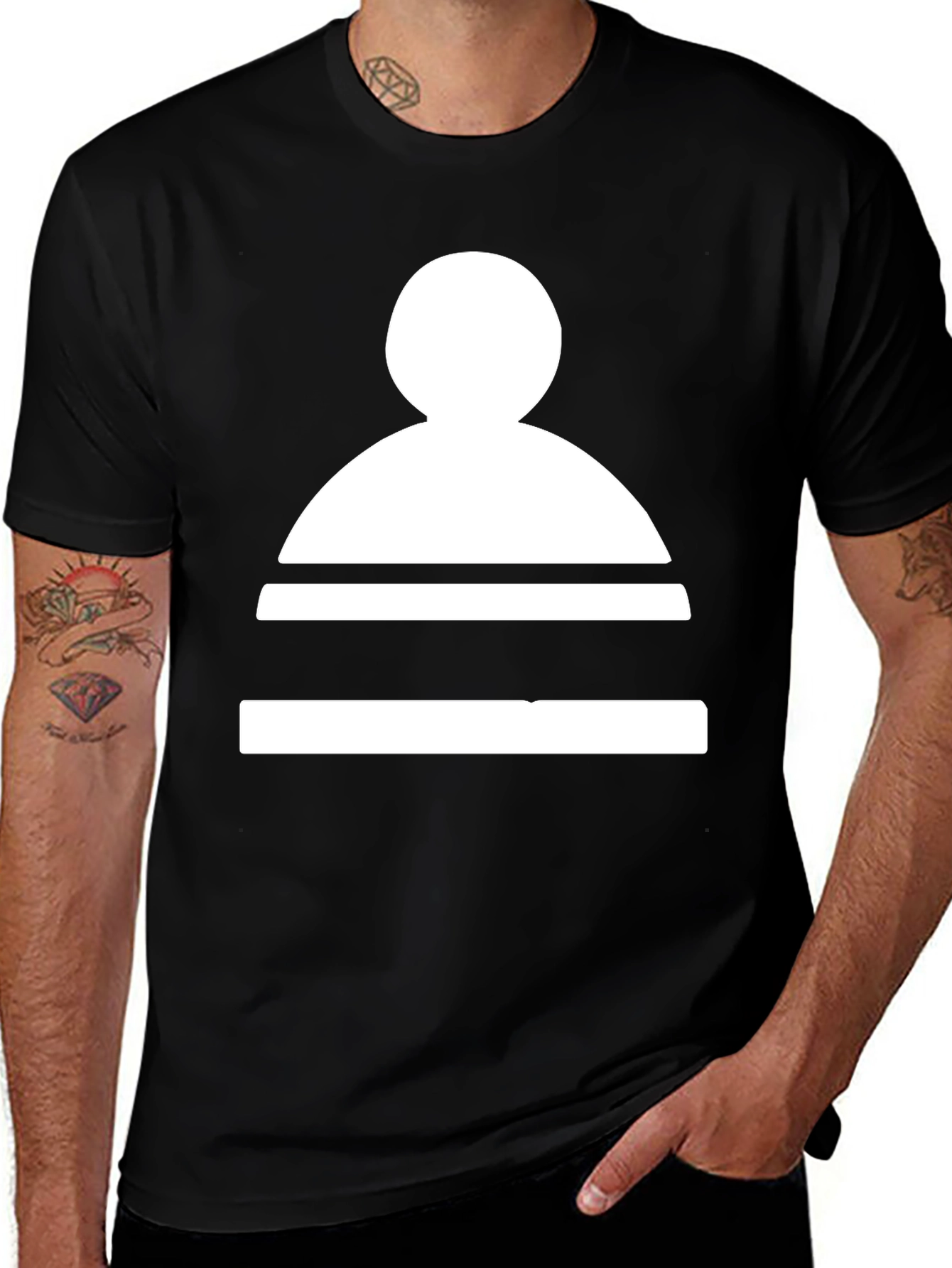 Minimalist Chess Piece Graphic Tee - Black