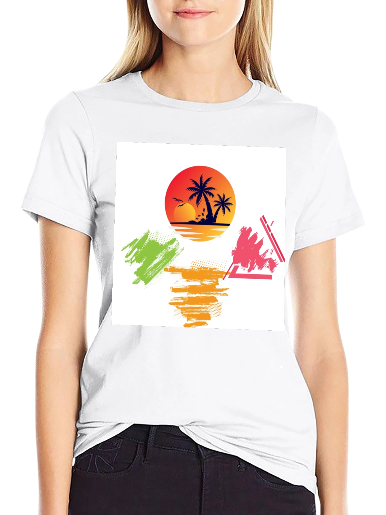 Tropical Sunset Graphic Tee - Relaxed Fit