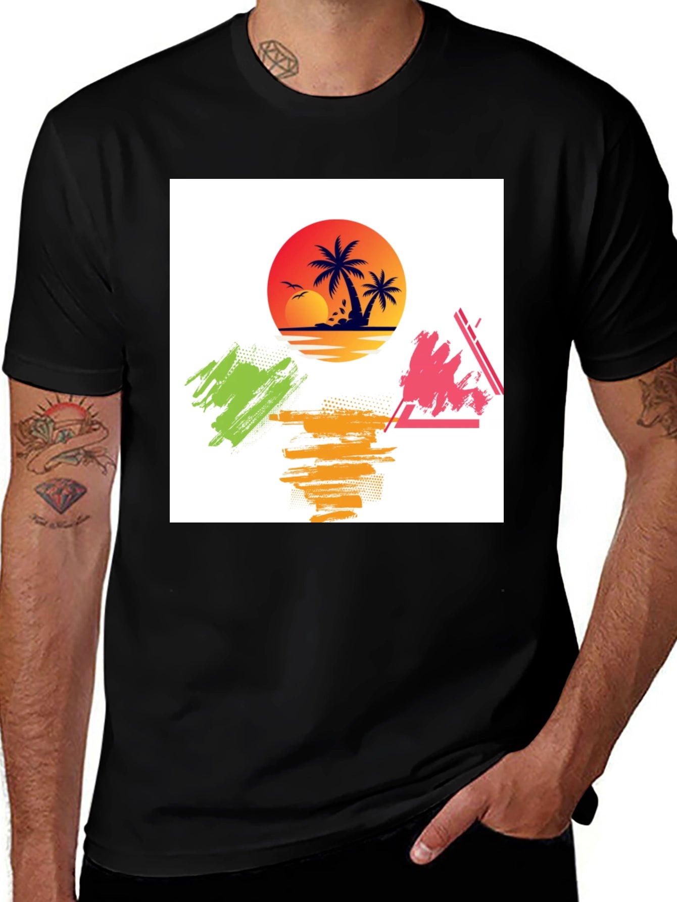 Tropical Sunset Graphic Tee - Relaxed Fit