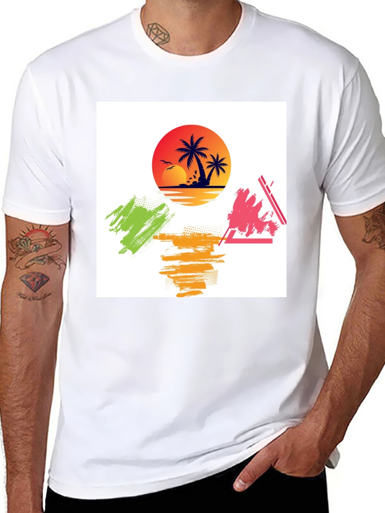Tropical Sunset Graphic Tee - Relaxed Fit