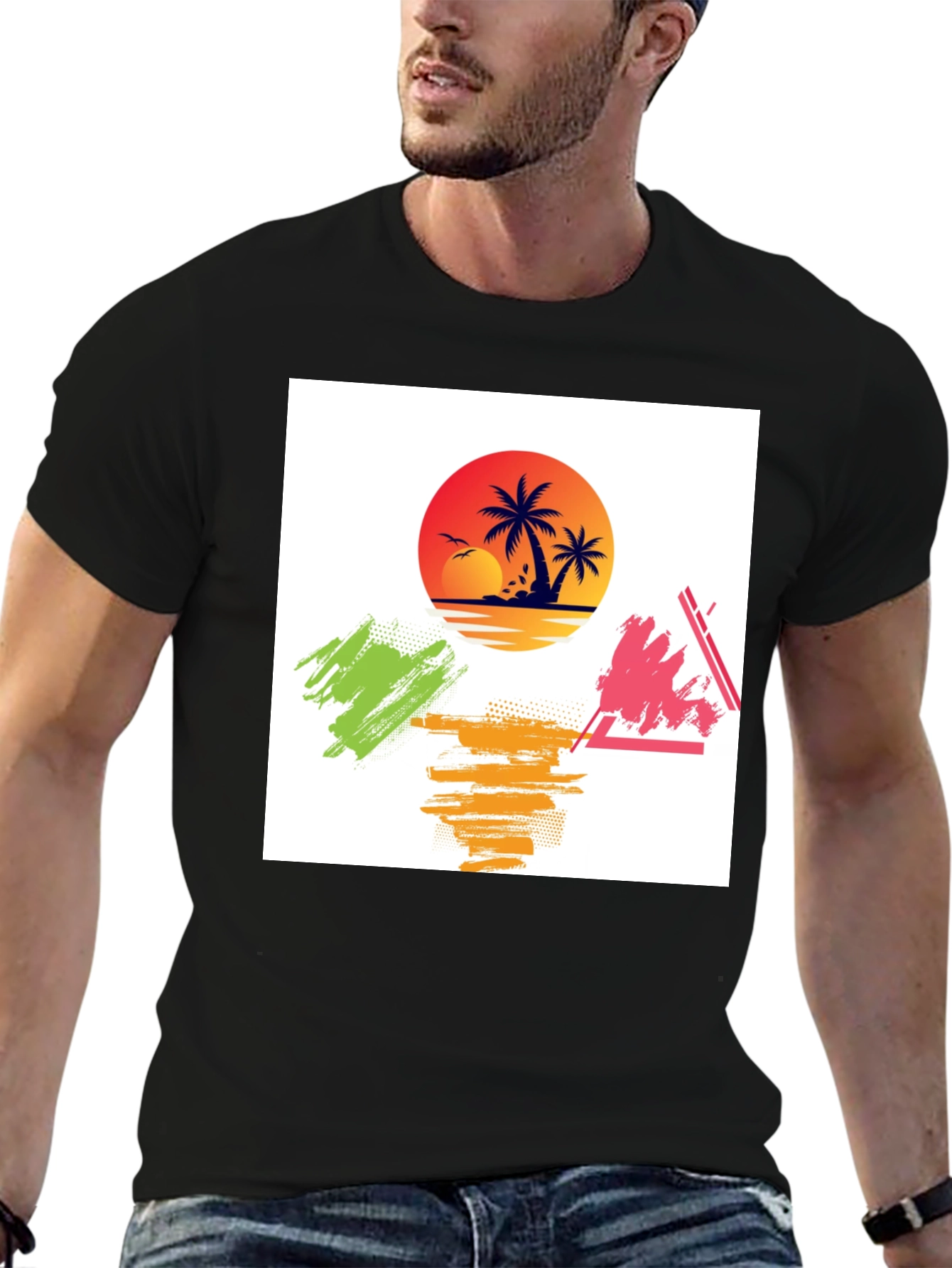 Tropical Sunset Graphic Tee - Relaxed Fit