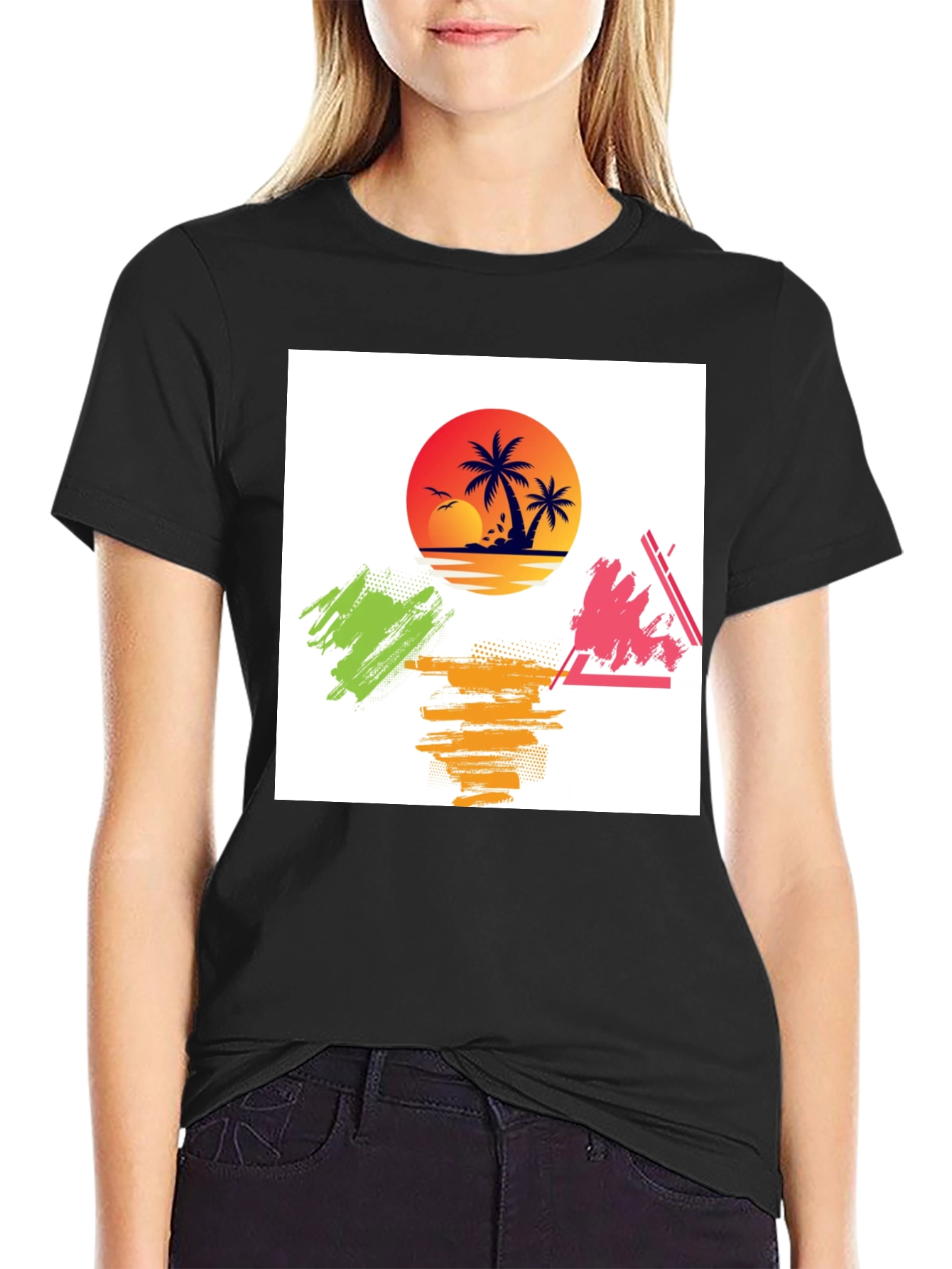 Tropical Sunset Graphic Tee - Relaxed Fit