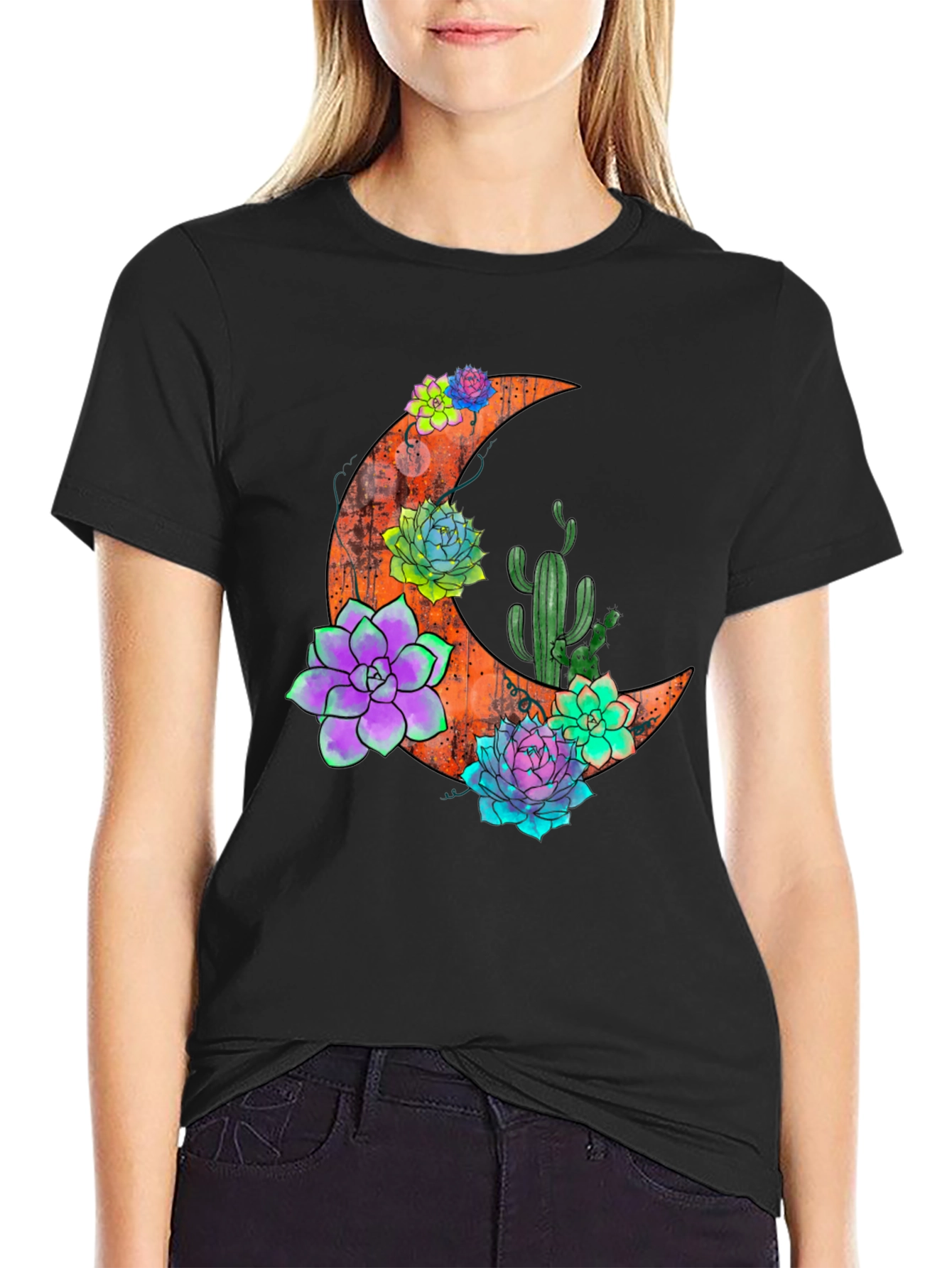 Crescent Moon & Succulent T-Shirt