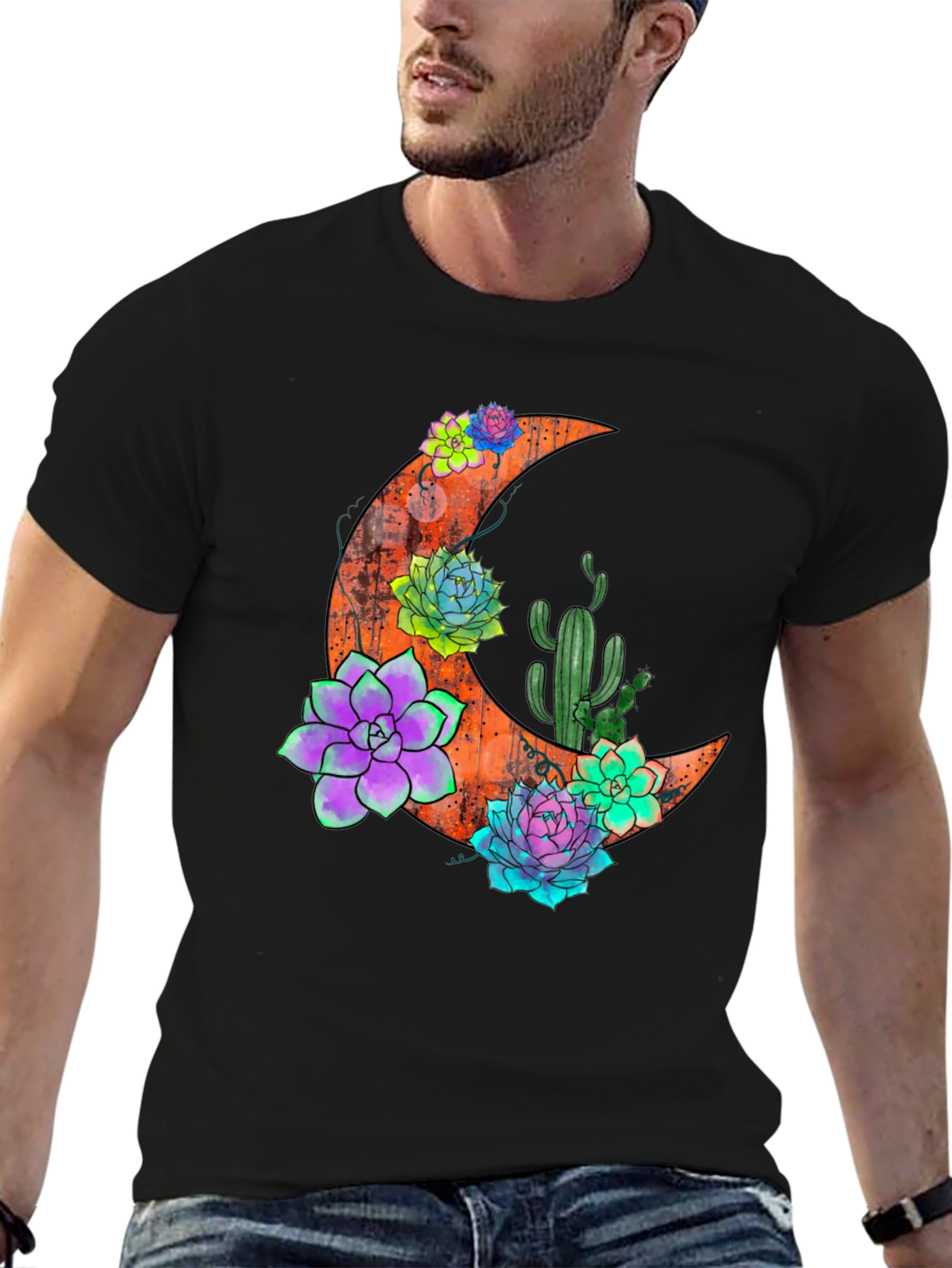 Crescent Moon & Succulent T-Shirt