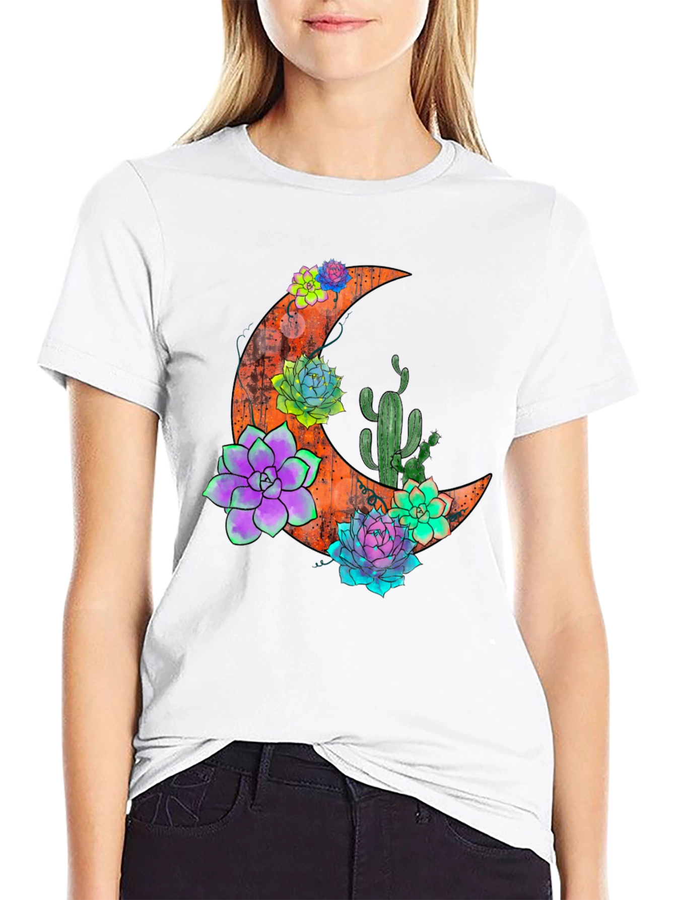 Crescent Moon & Succulent T-Shirt
