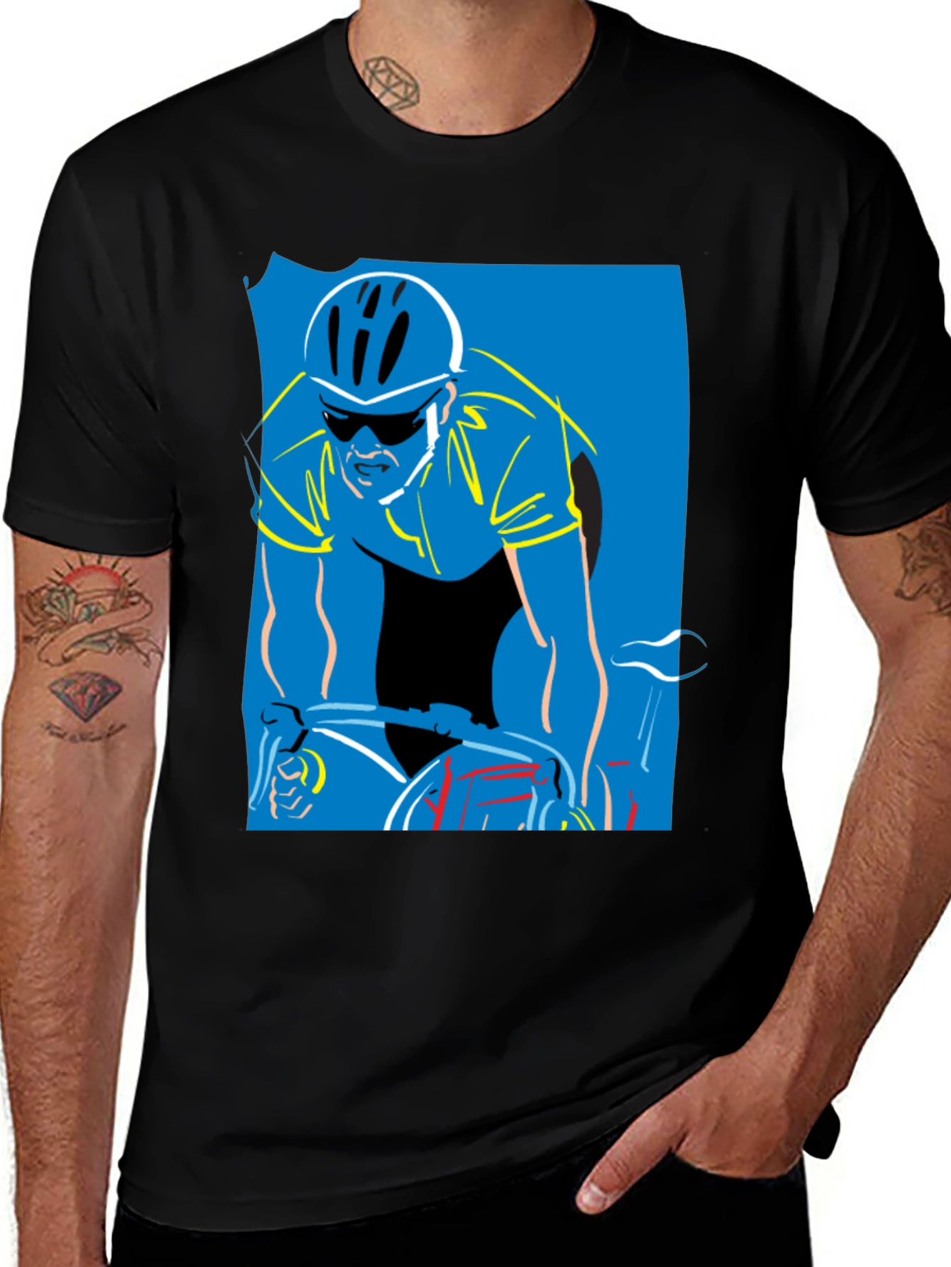 Cyclist Graphic Print T-Shirt - Black