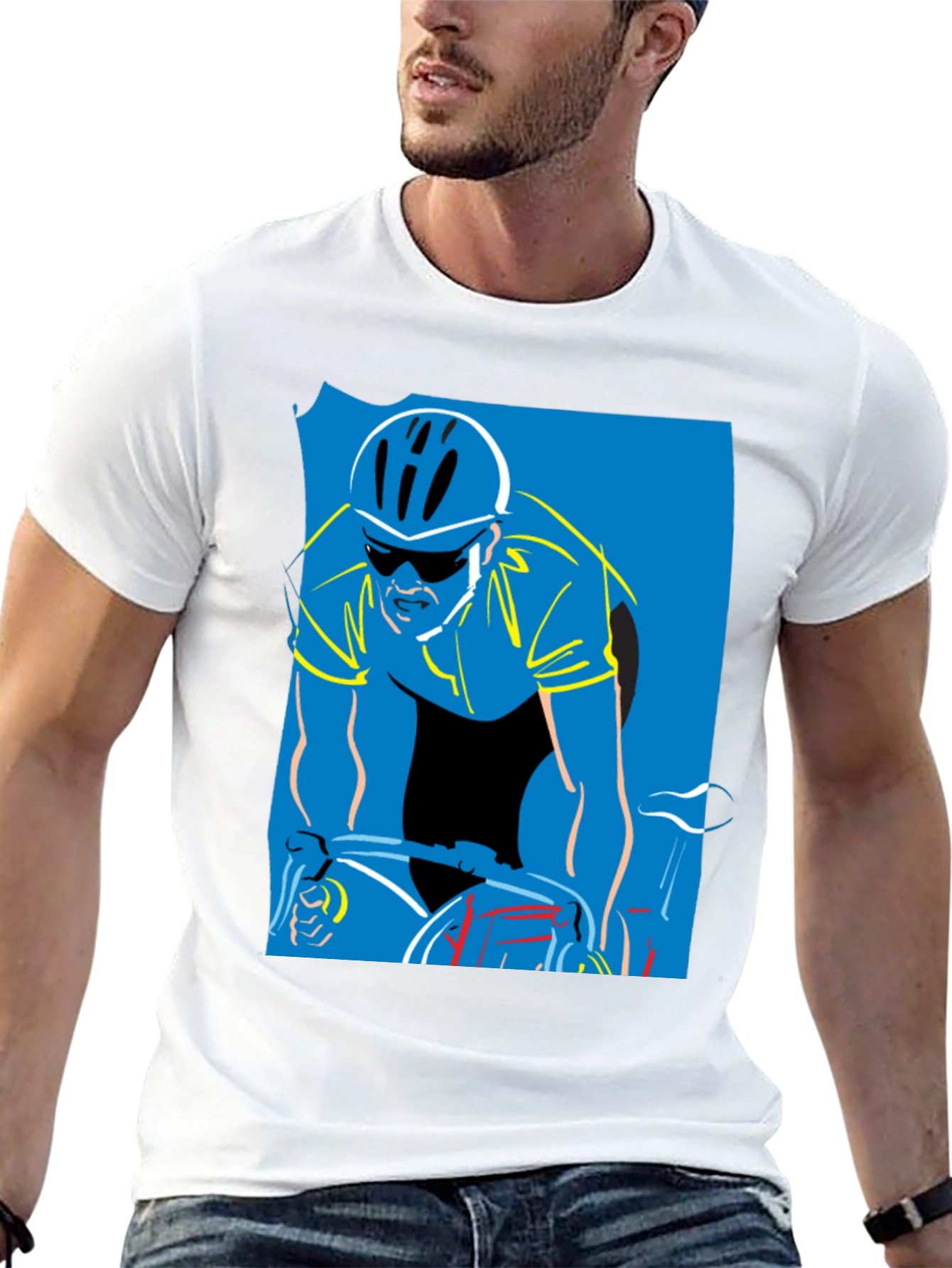 Cyclist Graphic Print T-Shirt - Black