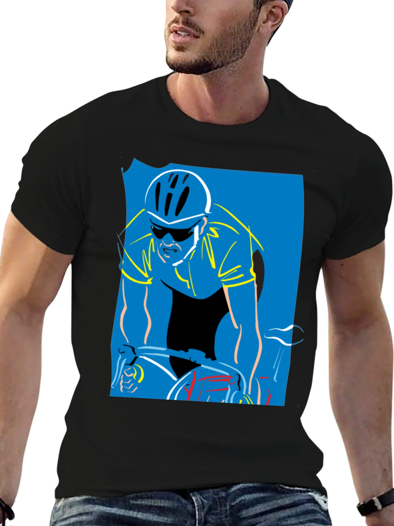 Cyclist Graphic Print T-Shirt - Black