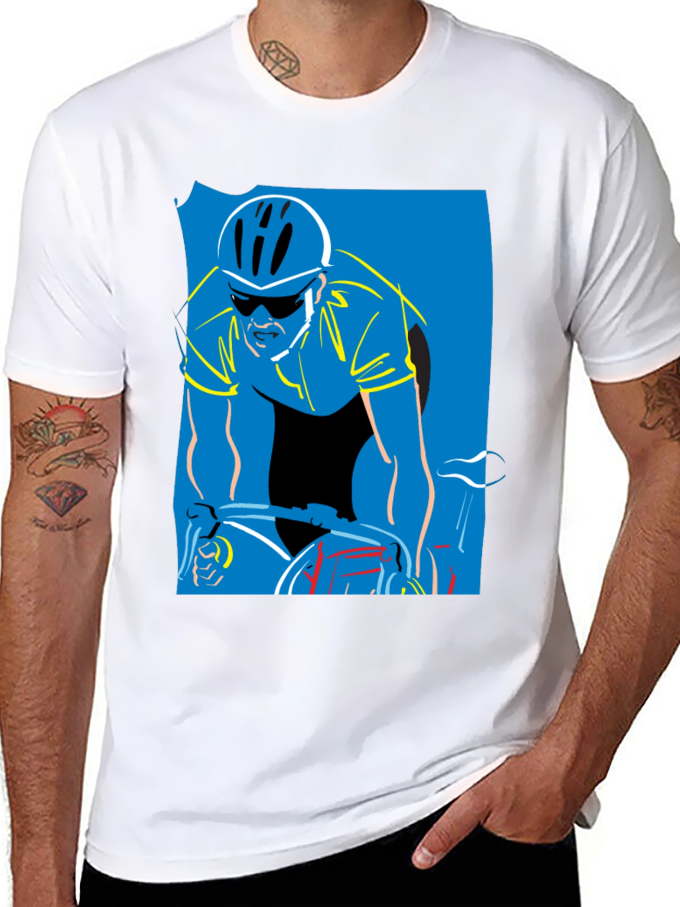 Cyclist Graphic Print T-Shirt - Black