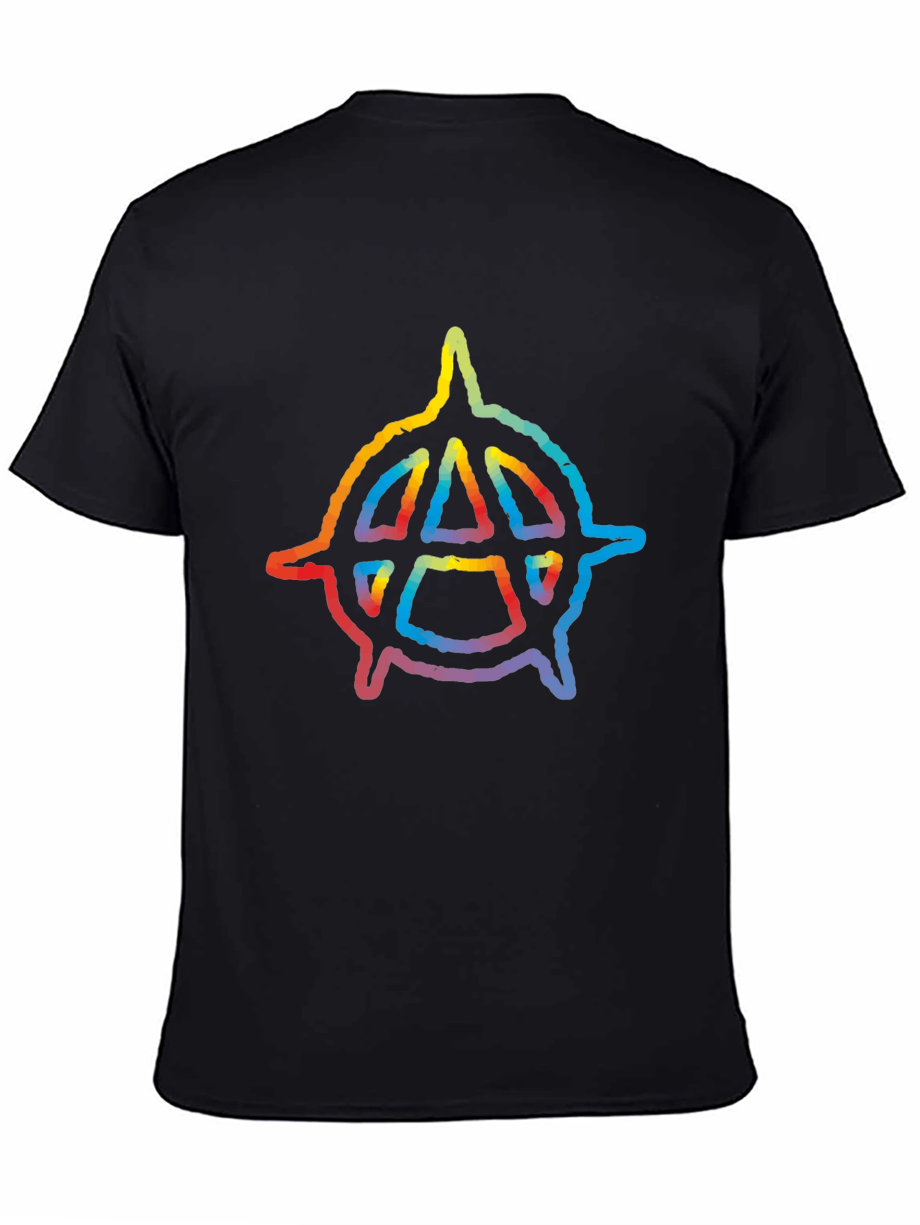 Rainbow Anarchy Symbol Black T-Shirt