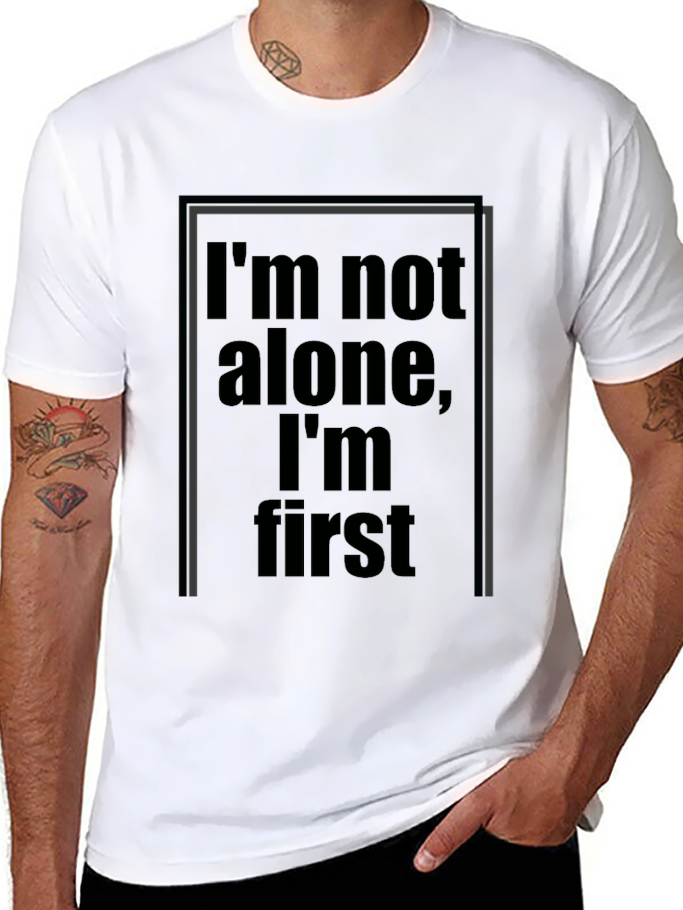 Im Not Alone Im First Graphic Black T-Shirt