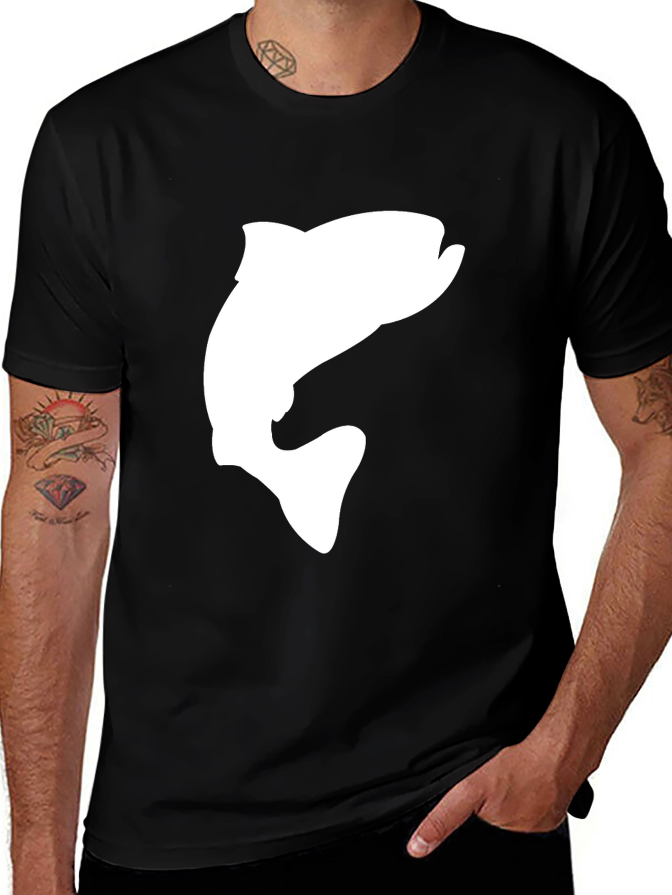 Fish Graphic Black T-Shirt - Casual Cotton Tee