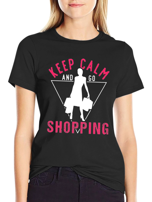 Keep Calm and Go Shopping Black T-Shirt