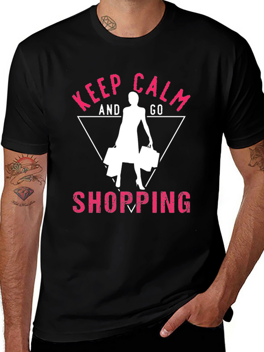 Keep Calm and Go Shopping Black T-Shirt