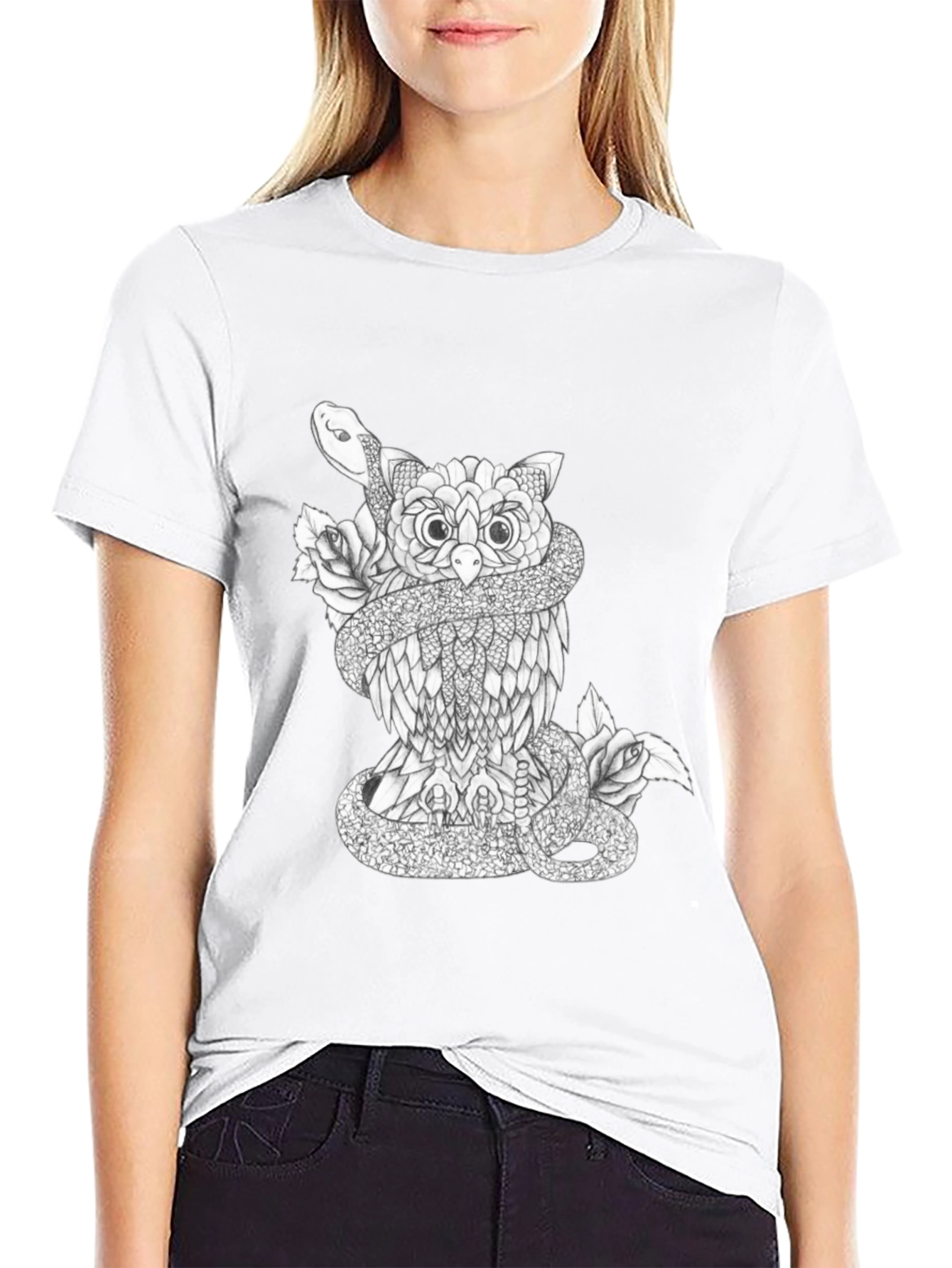 Owl & Snake Graphic Print Tee