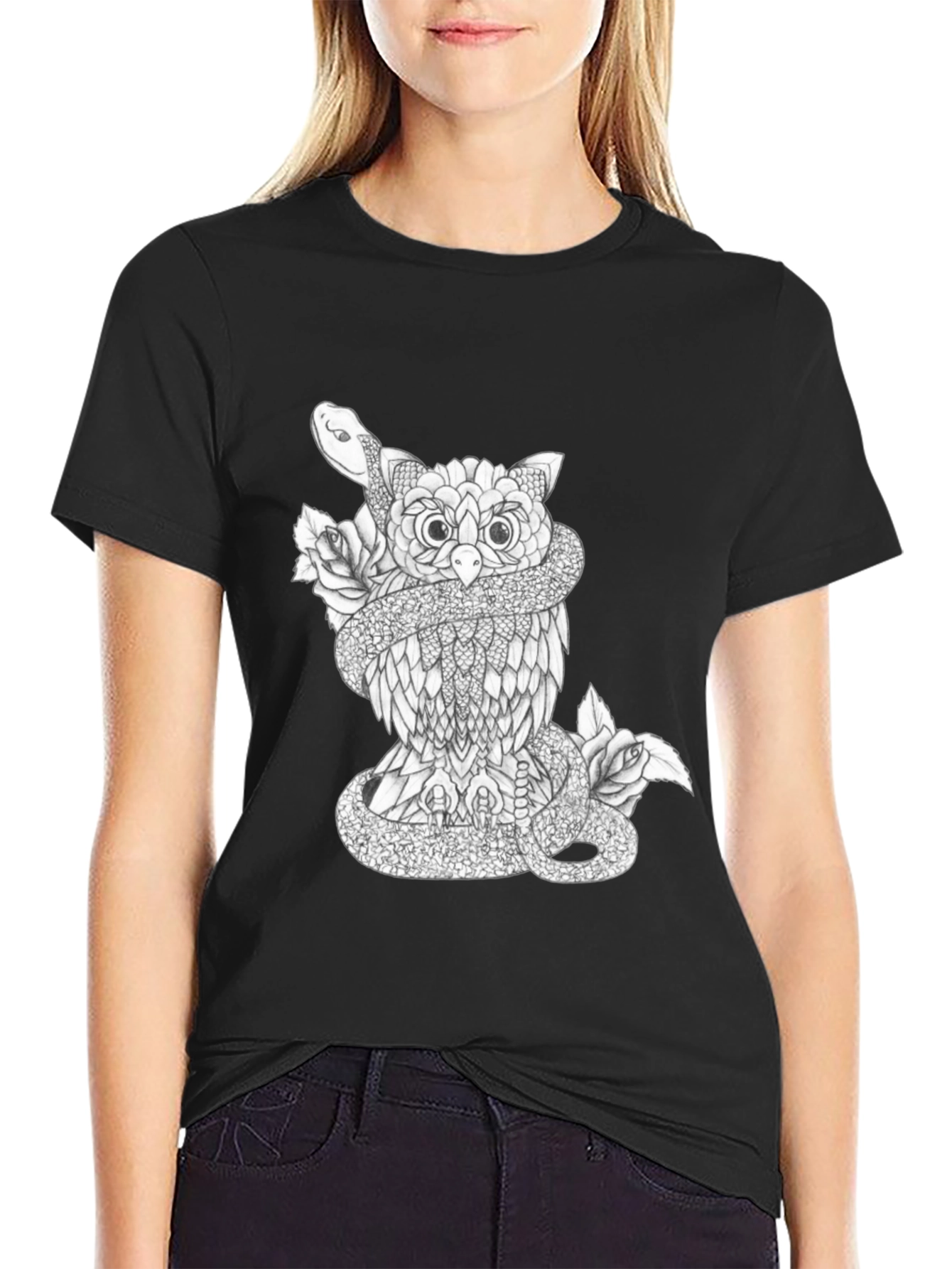 Owl & Snake Graphic Print Tee