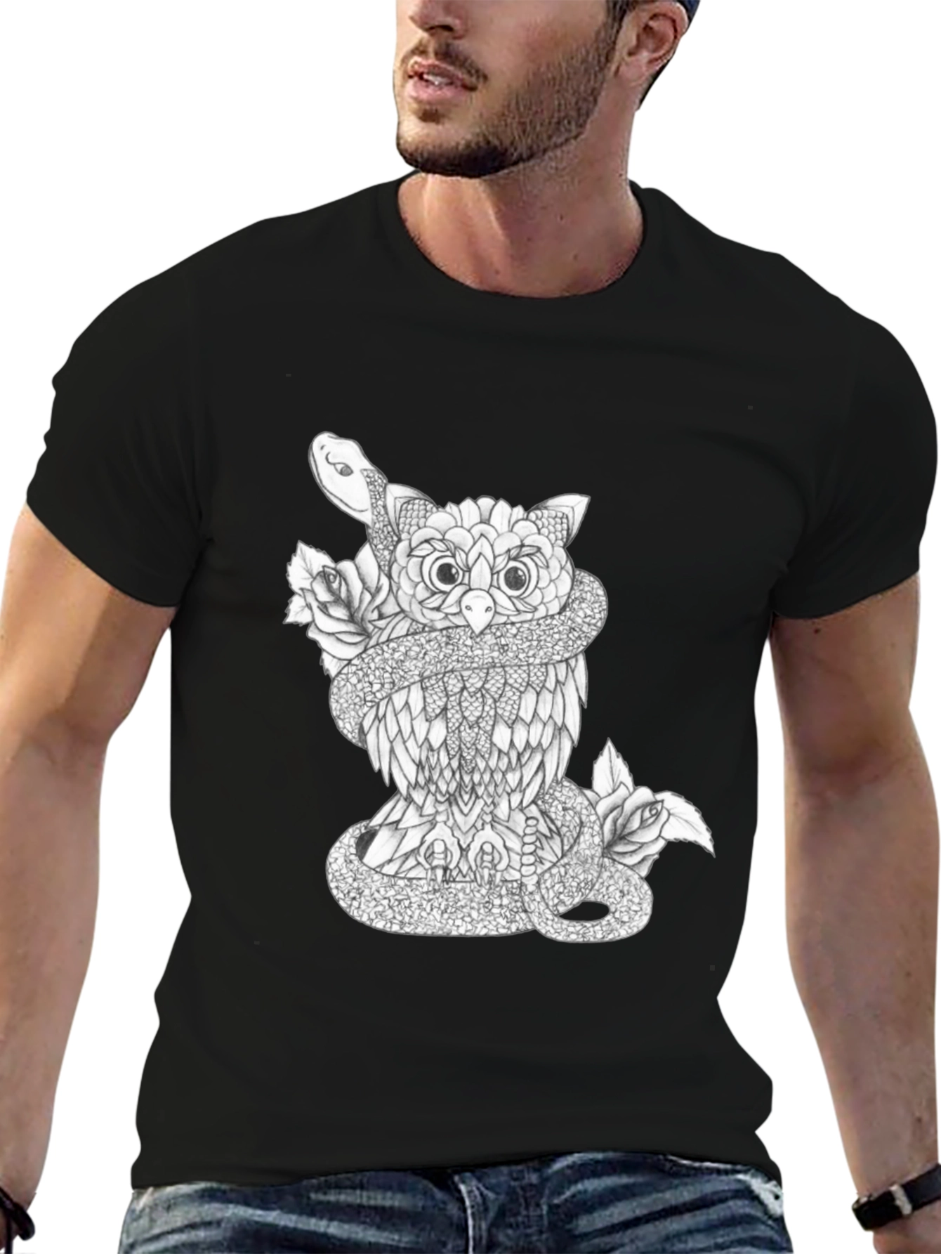 Owl & Snake Graphic Print Tee