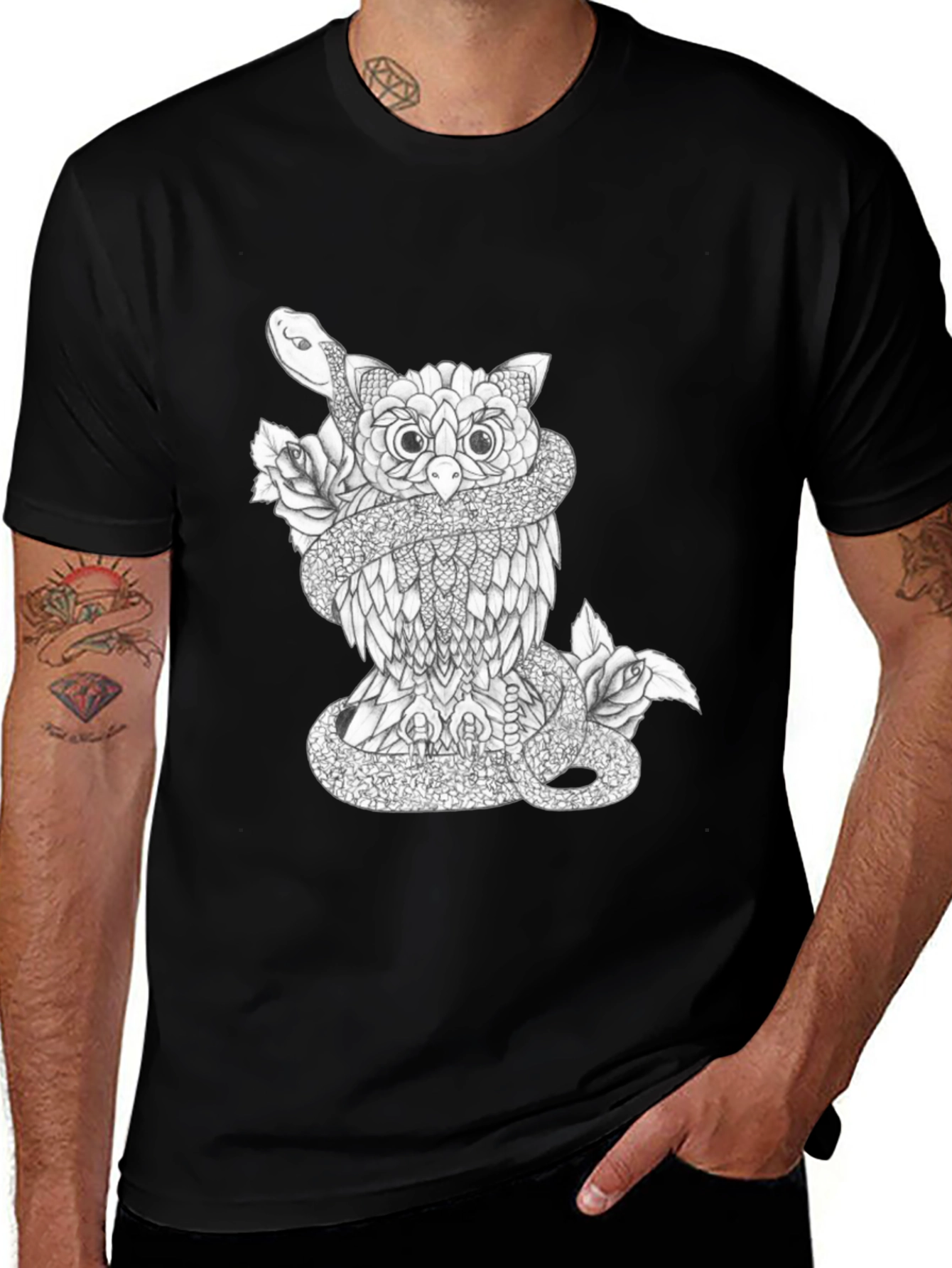 Owl & Snake Graphic Print Tee
