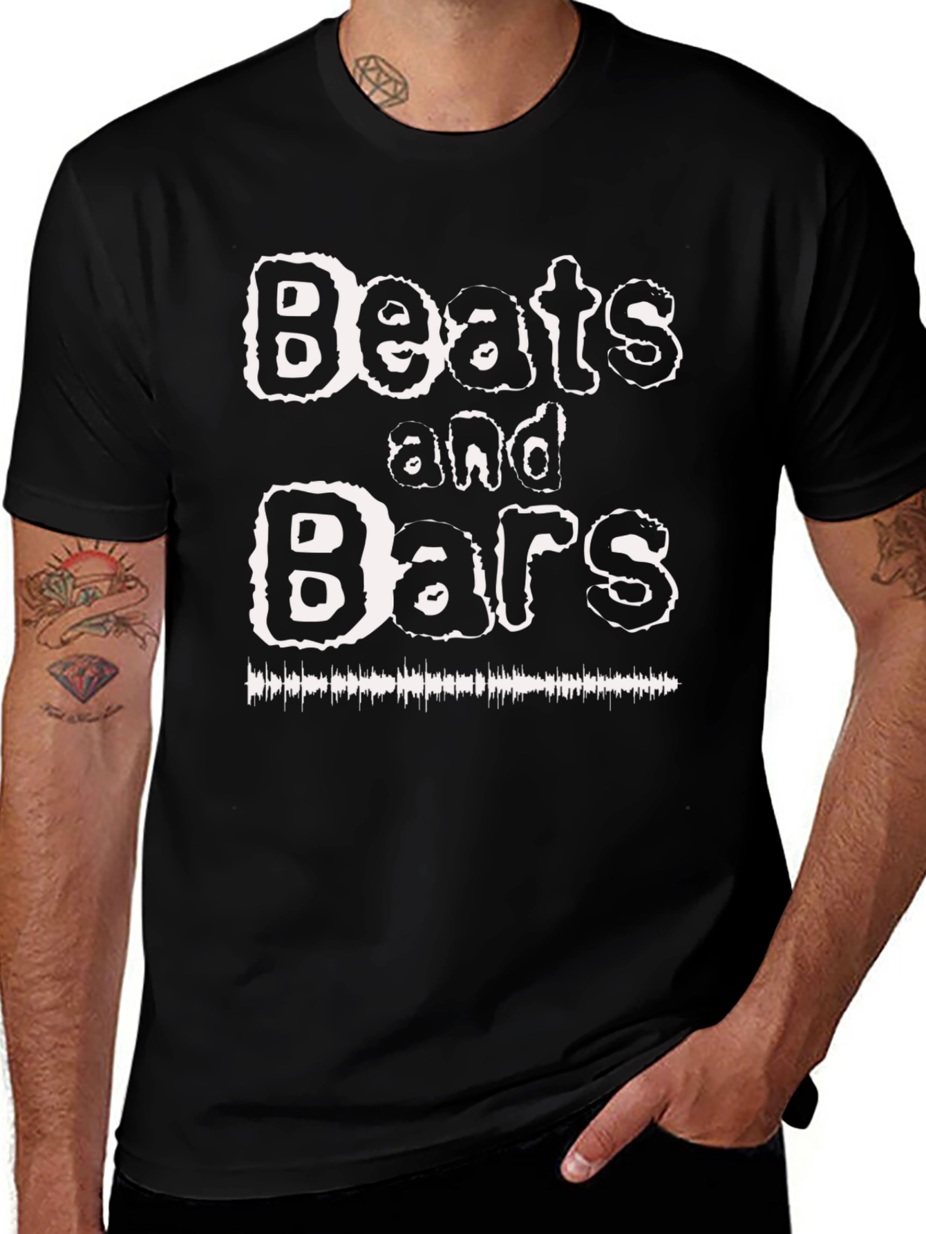 Beats and Bars Graphic Print Black T-Shirt