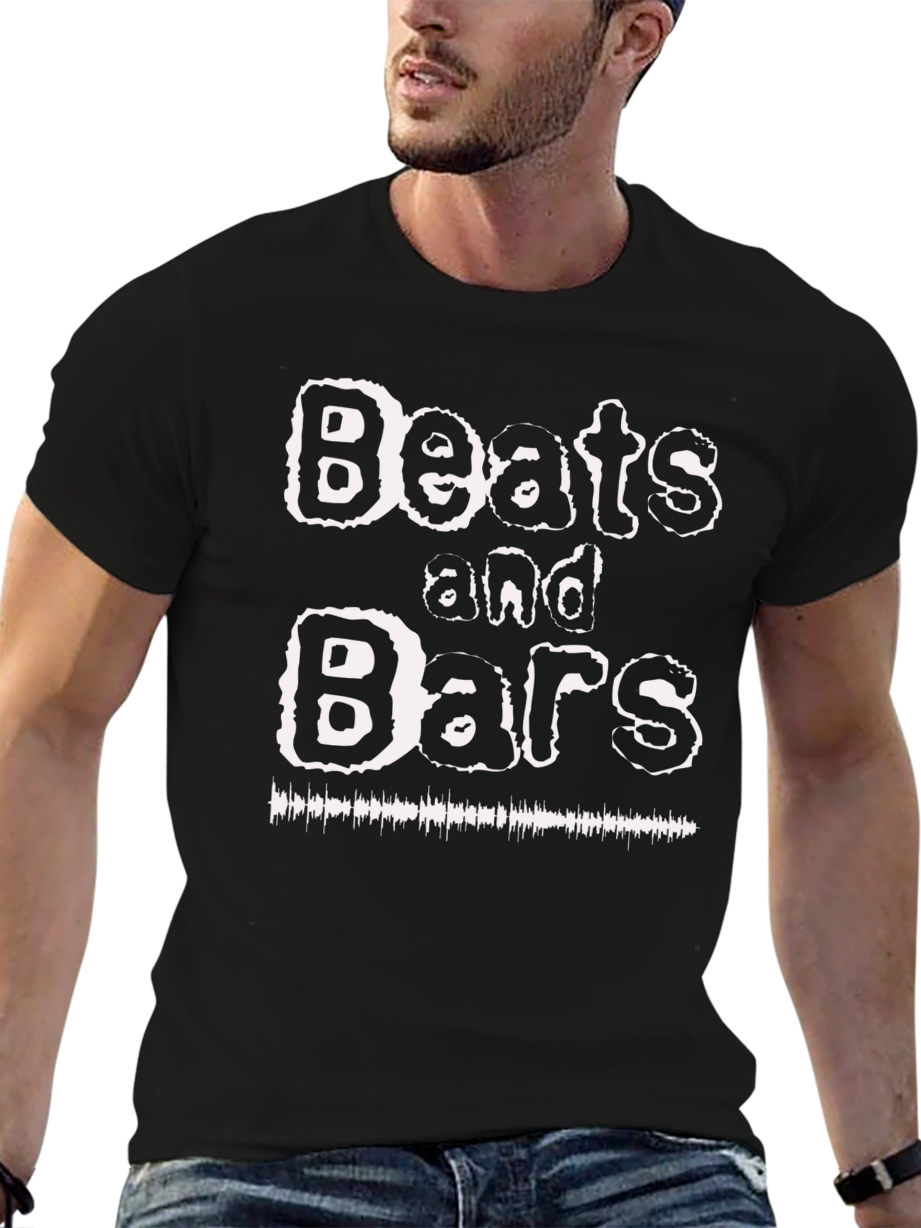 Beats and Bars Graphic Print Black T-Shirt