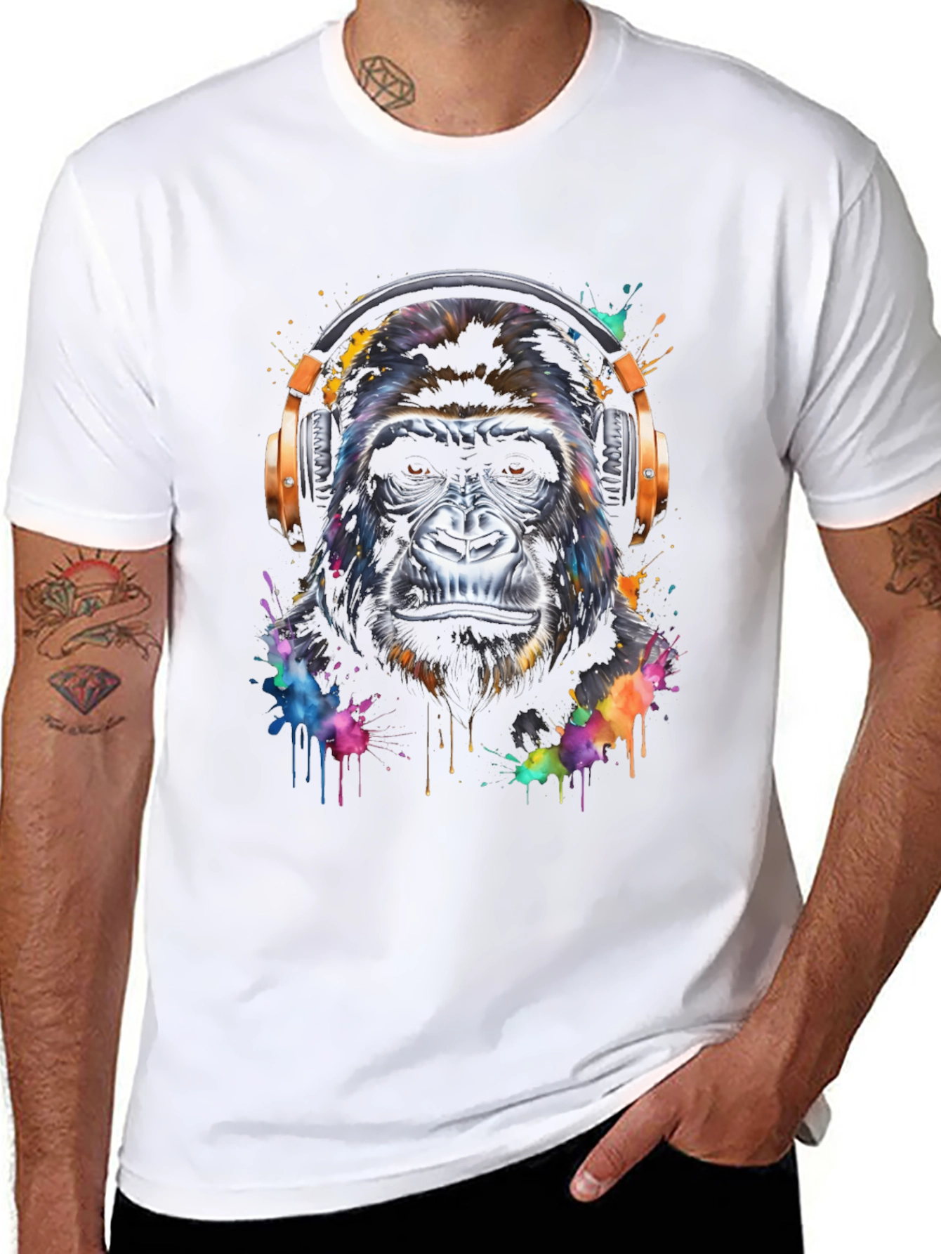 Gorilla Headphone Graphic T-Shirt