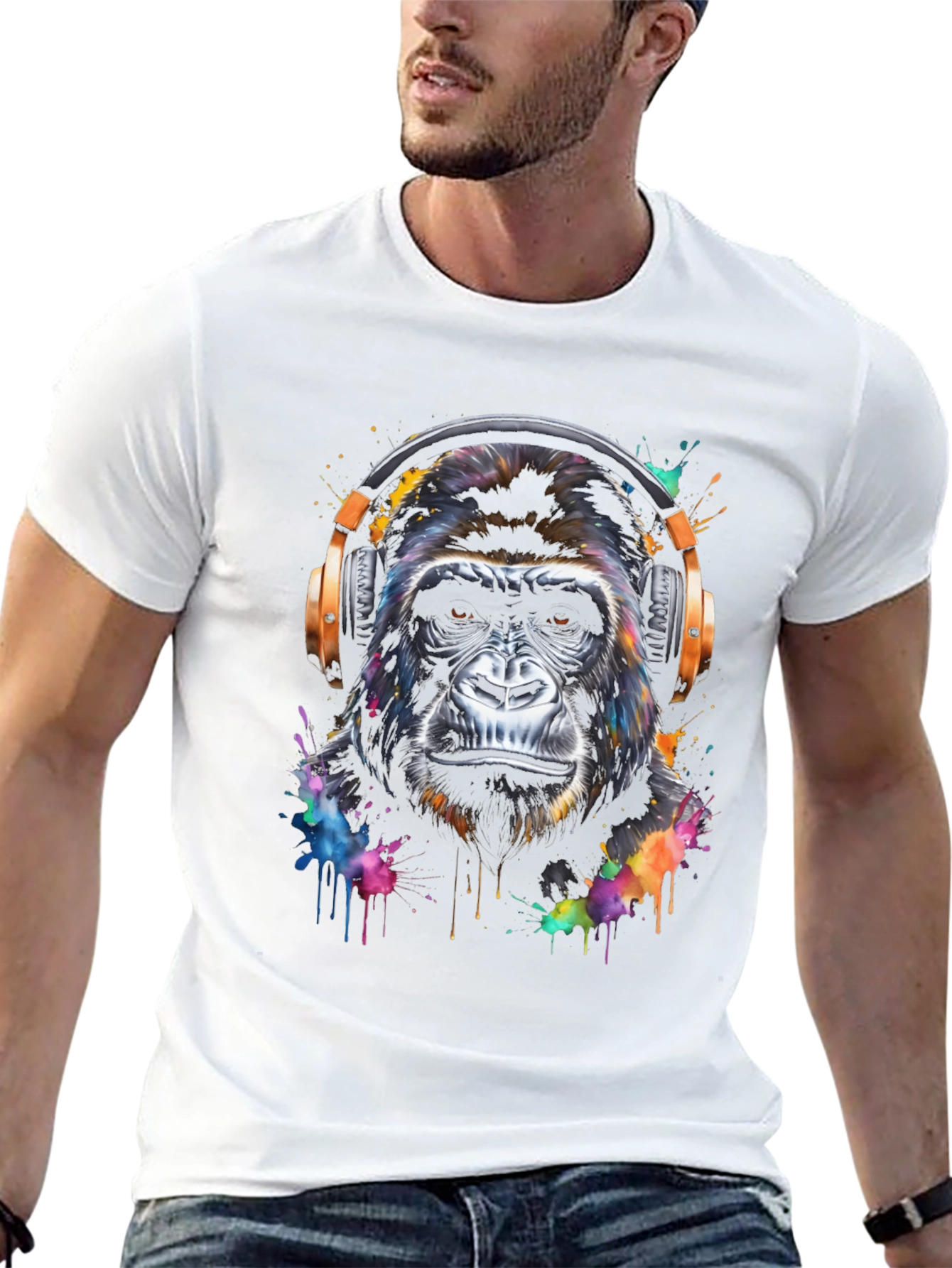 Gorilla Headphone Graphic T-Shirt