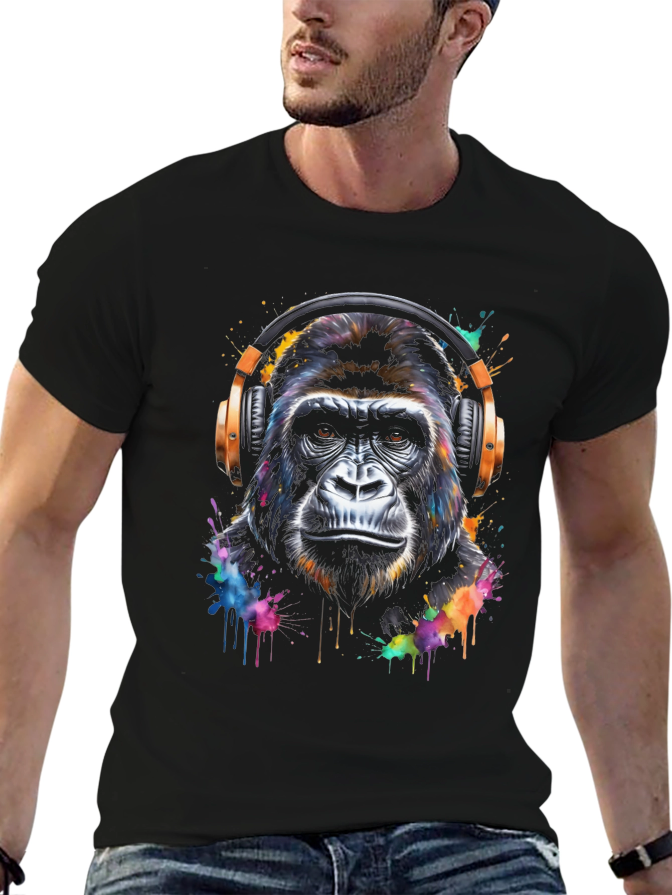 Gorilla Headphone Graphic T-Shirt