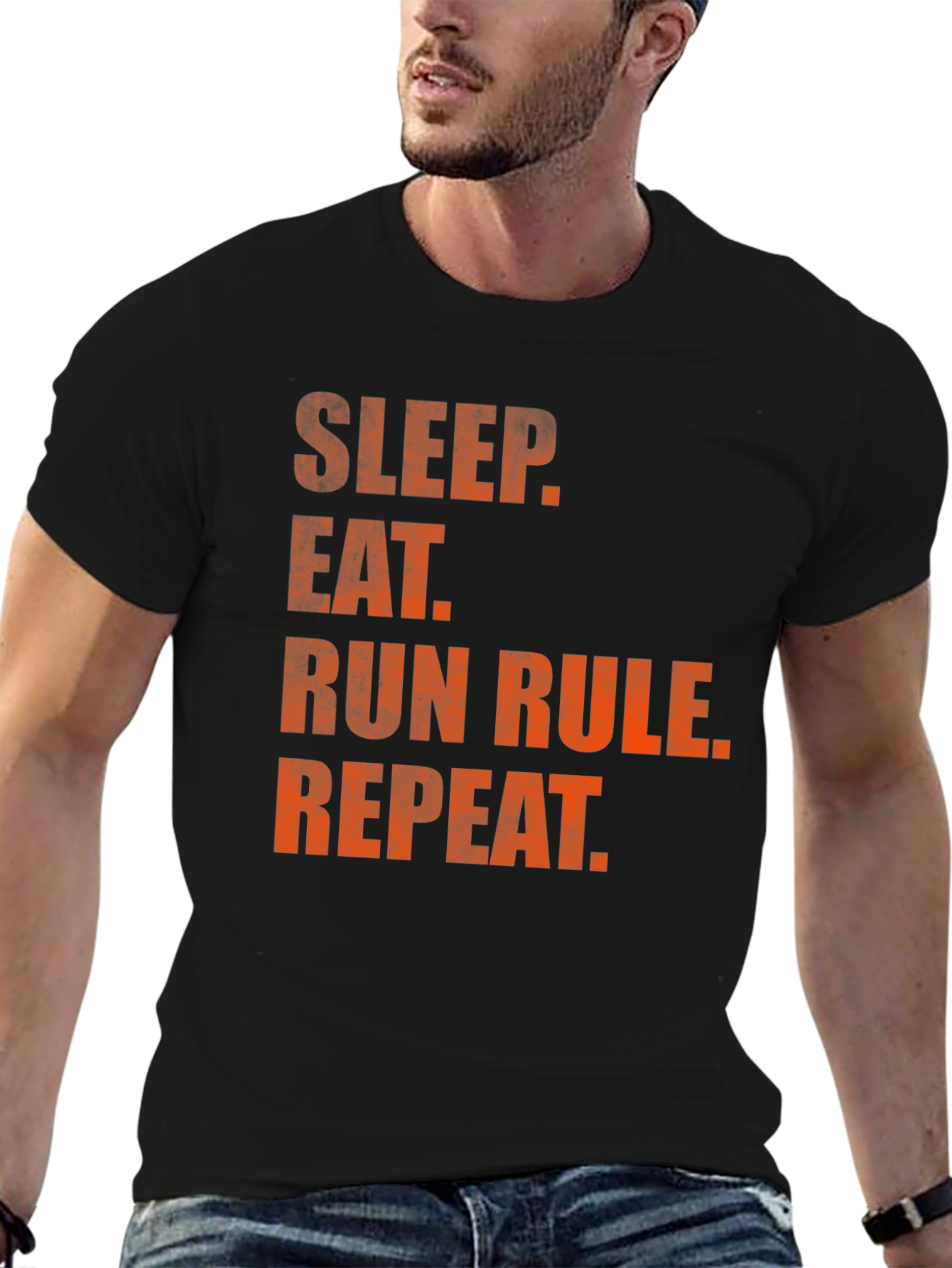 Sleep Eat Run Repeat Black Graphic Tee