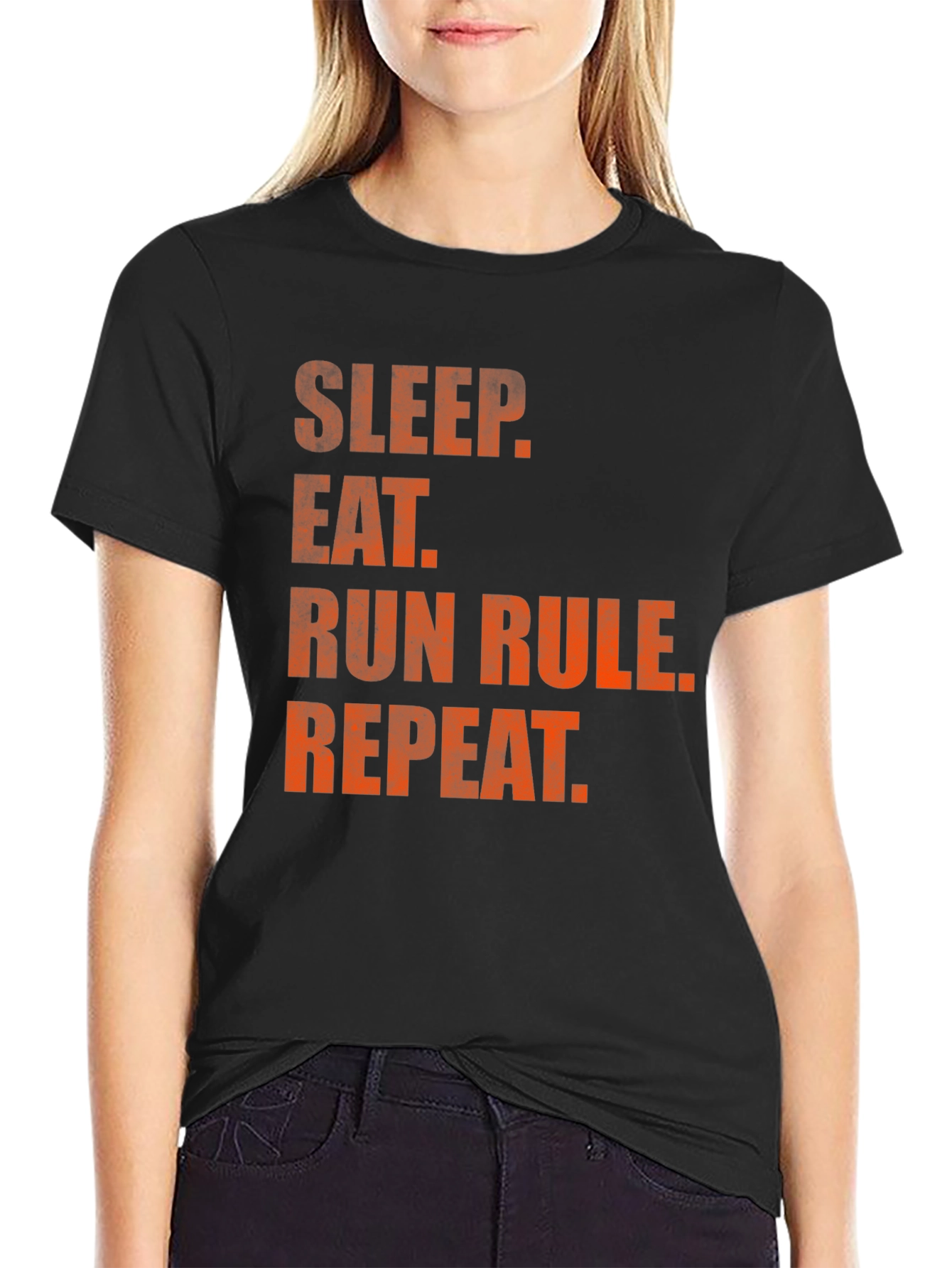 Sleep Eat Run Repeat Black Graphic Tee