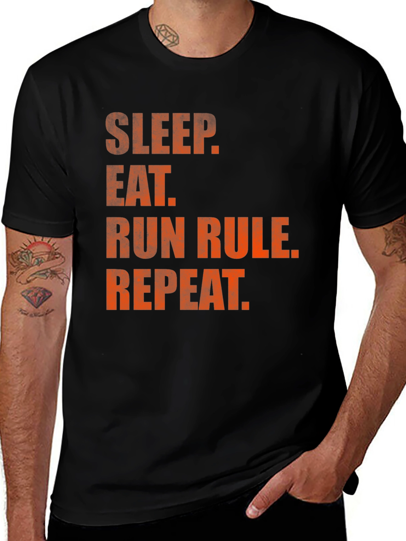 Sleep Eat Run Repeat Black Graphic Tee