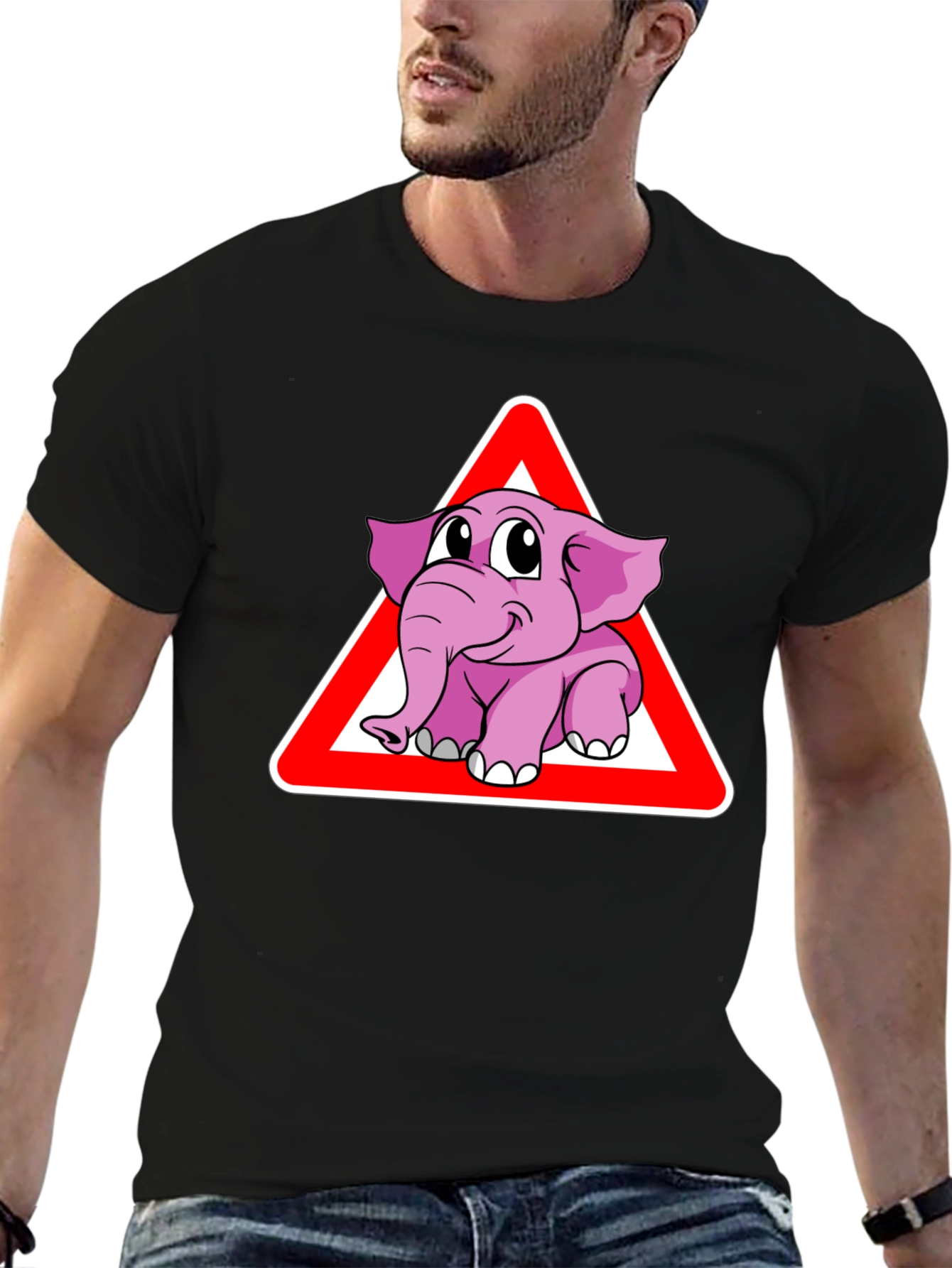 Elephant Crossing Funny Graphic T-Shirt