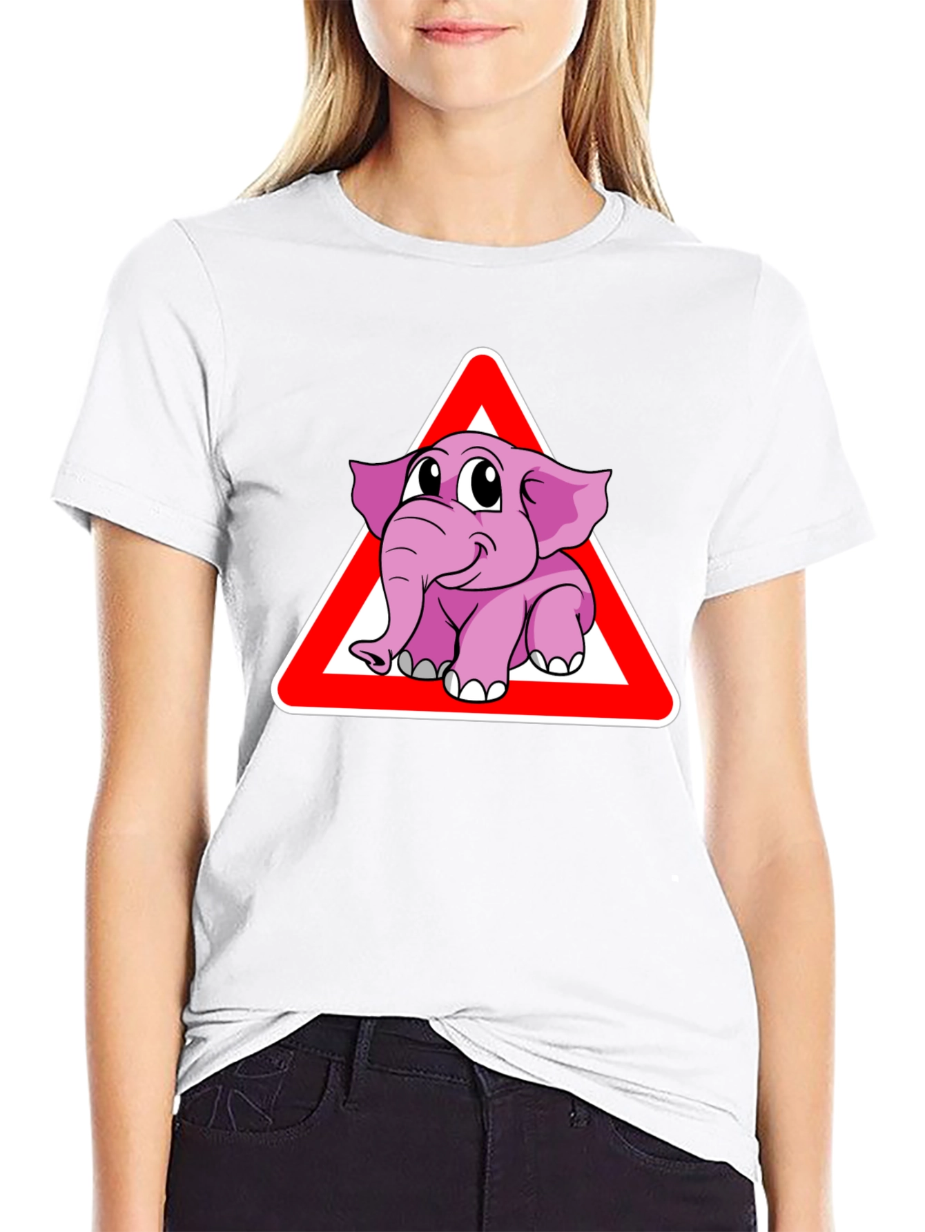 Elephant Crossing Funny Graphic T-Shirt