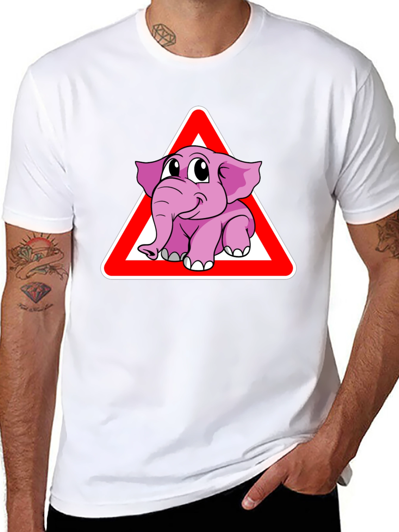 Elephant Crossing Funny Graphic T-Shirt