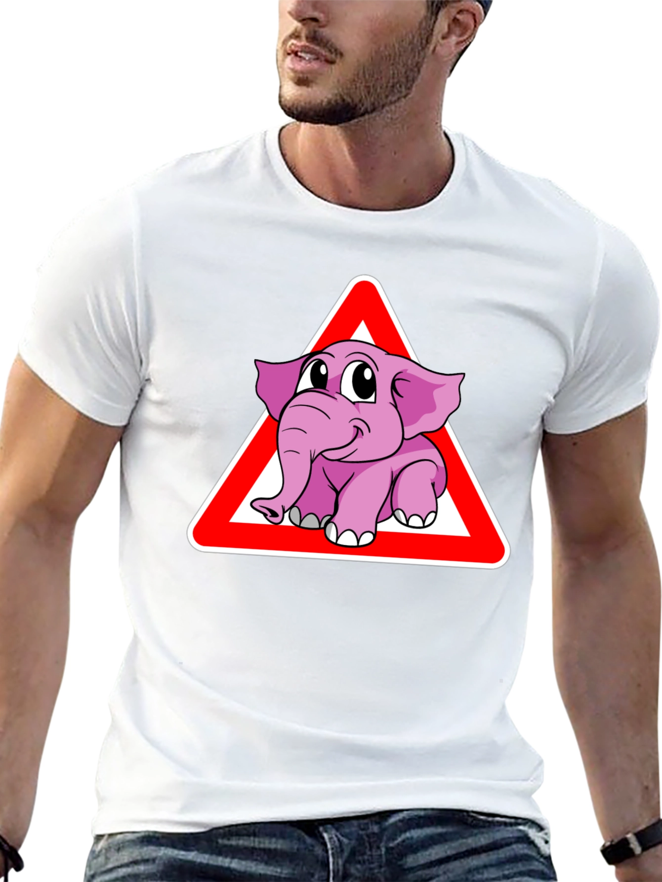 Elephant Crossing Funny Graphic T-Shirt