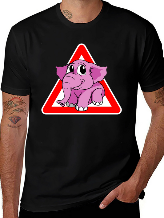 Elephant Crossing Funny Graphic T-Shirt