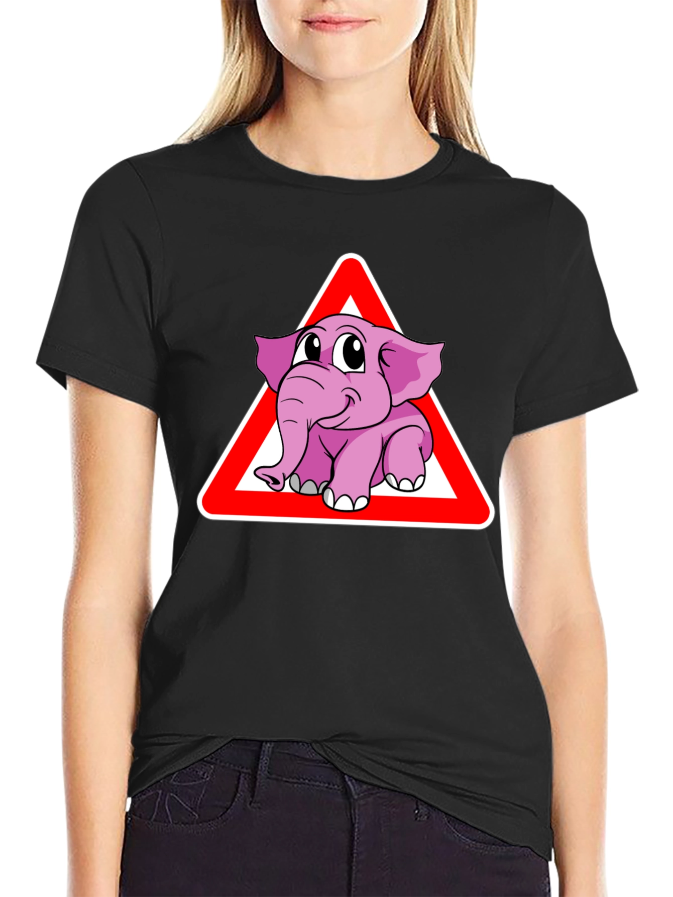 Elephant Crossing Funny Graphic T-Shirt