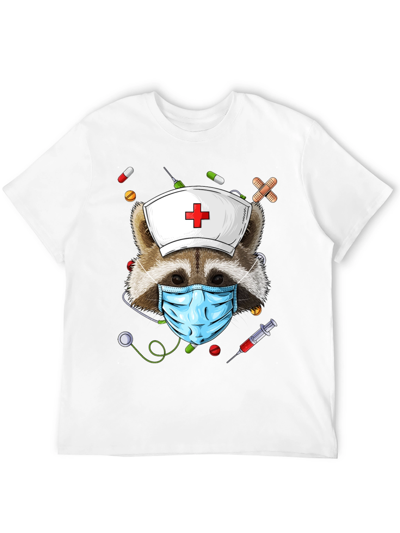 Nurse Raccoon Graphic T-Shirt