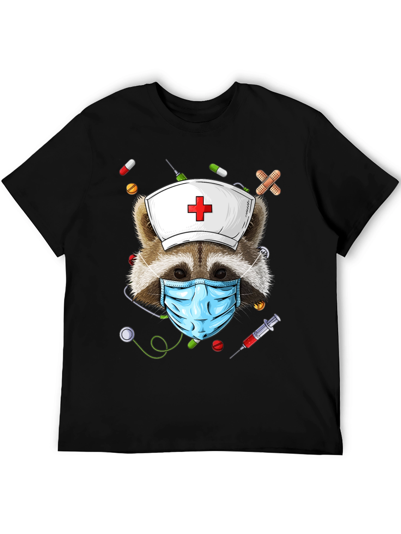 Nurse Raccoon Graphic T-Shirt