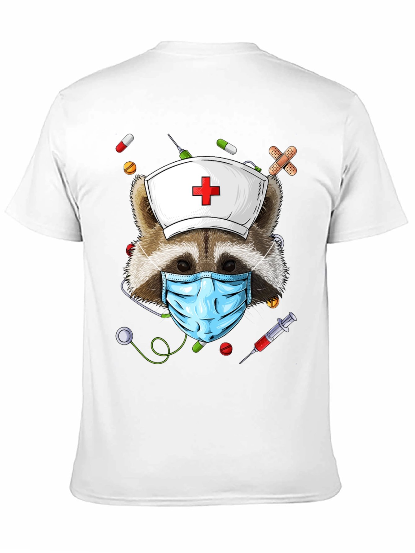 Nurse Raccoon Graphic T-Shirt
