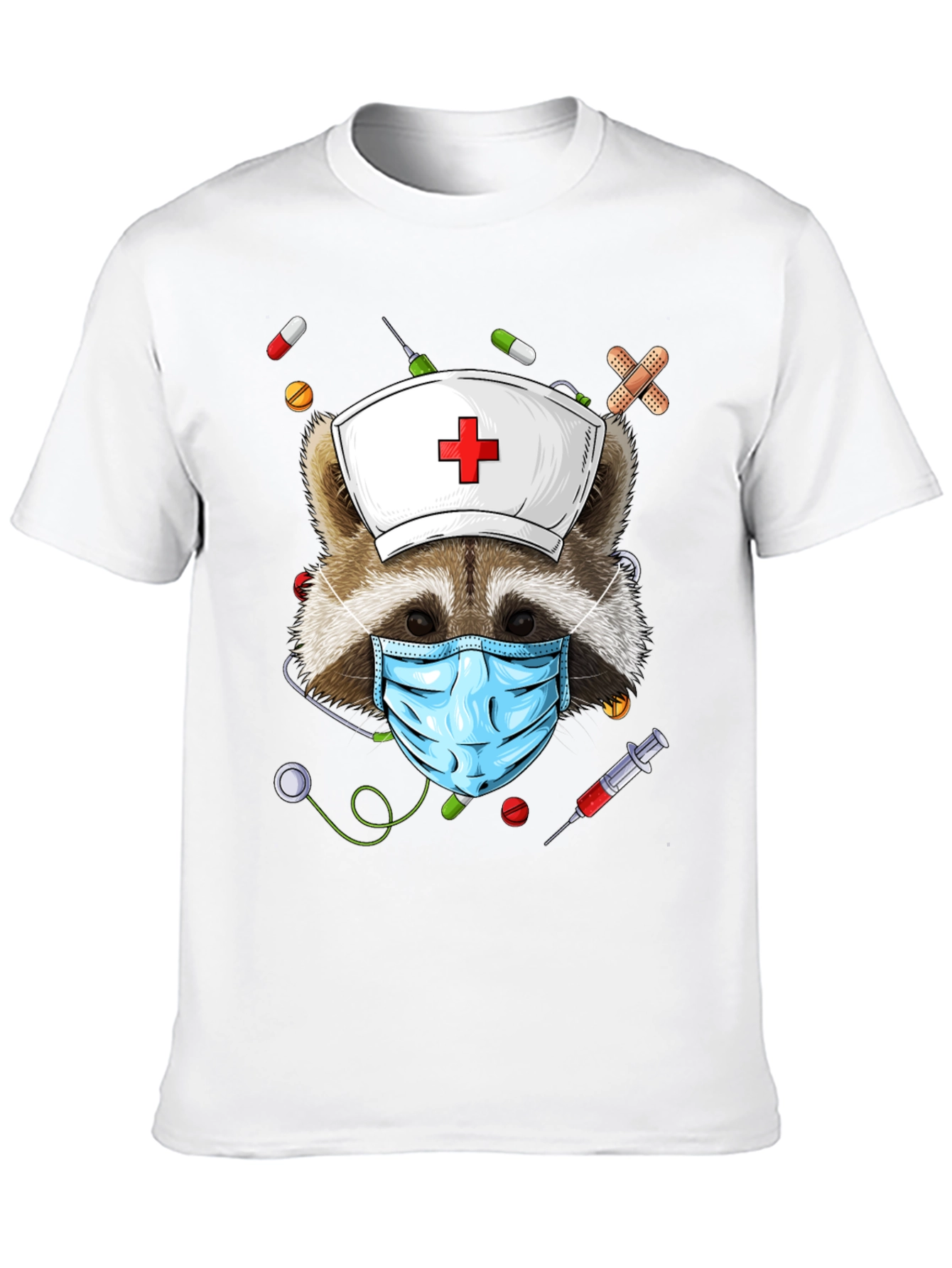 Nurse Raccoon Graphic T-Shirt